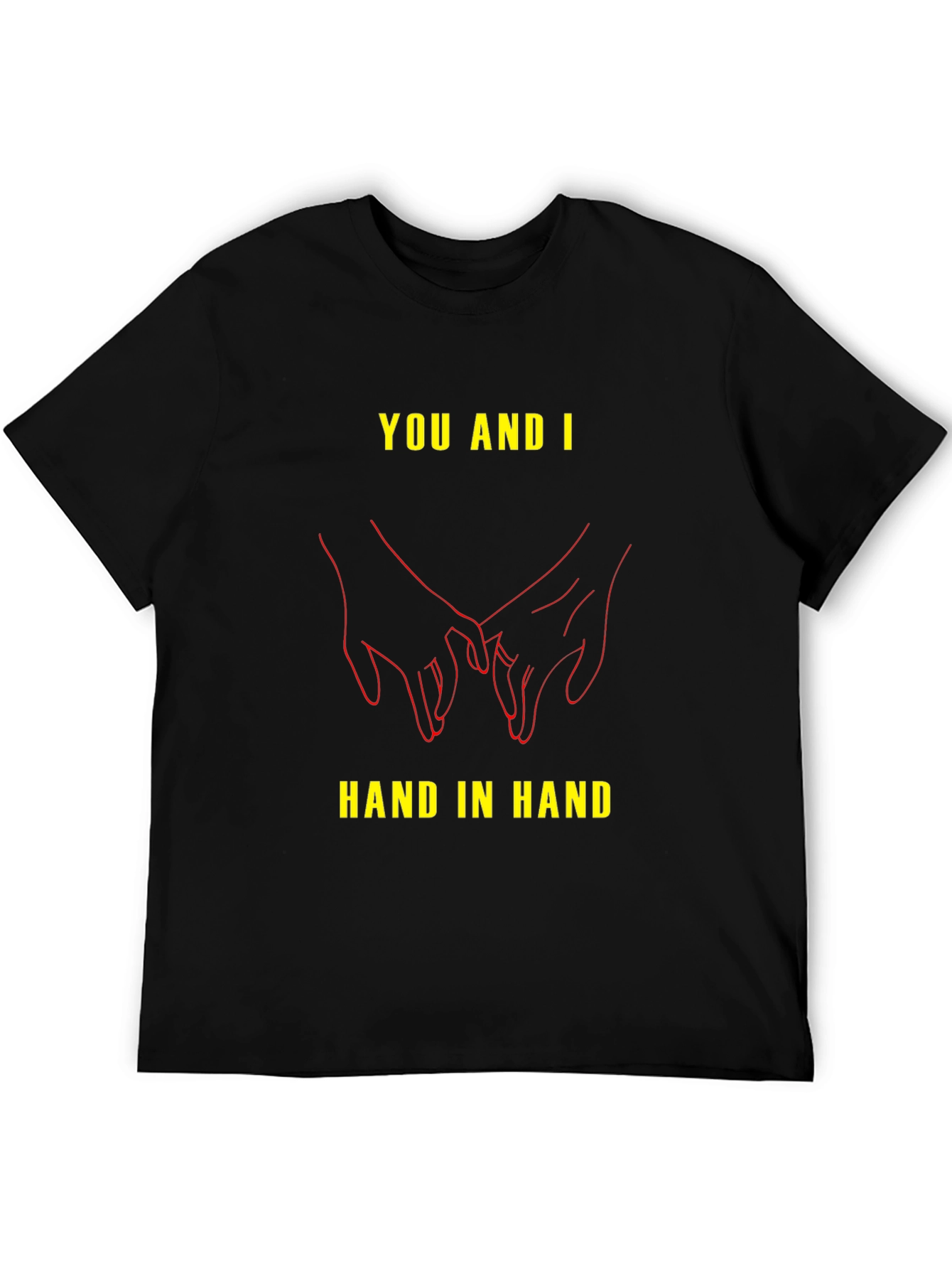 Black You and I Hand in Hand Graphic Tee - Black Unisex Shirt view 5
