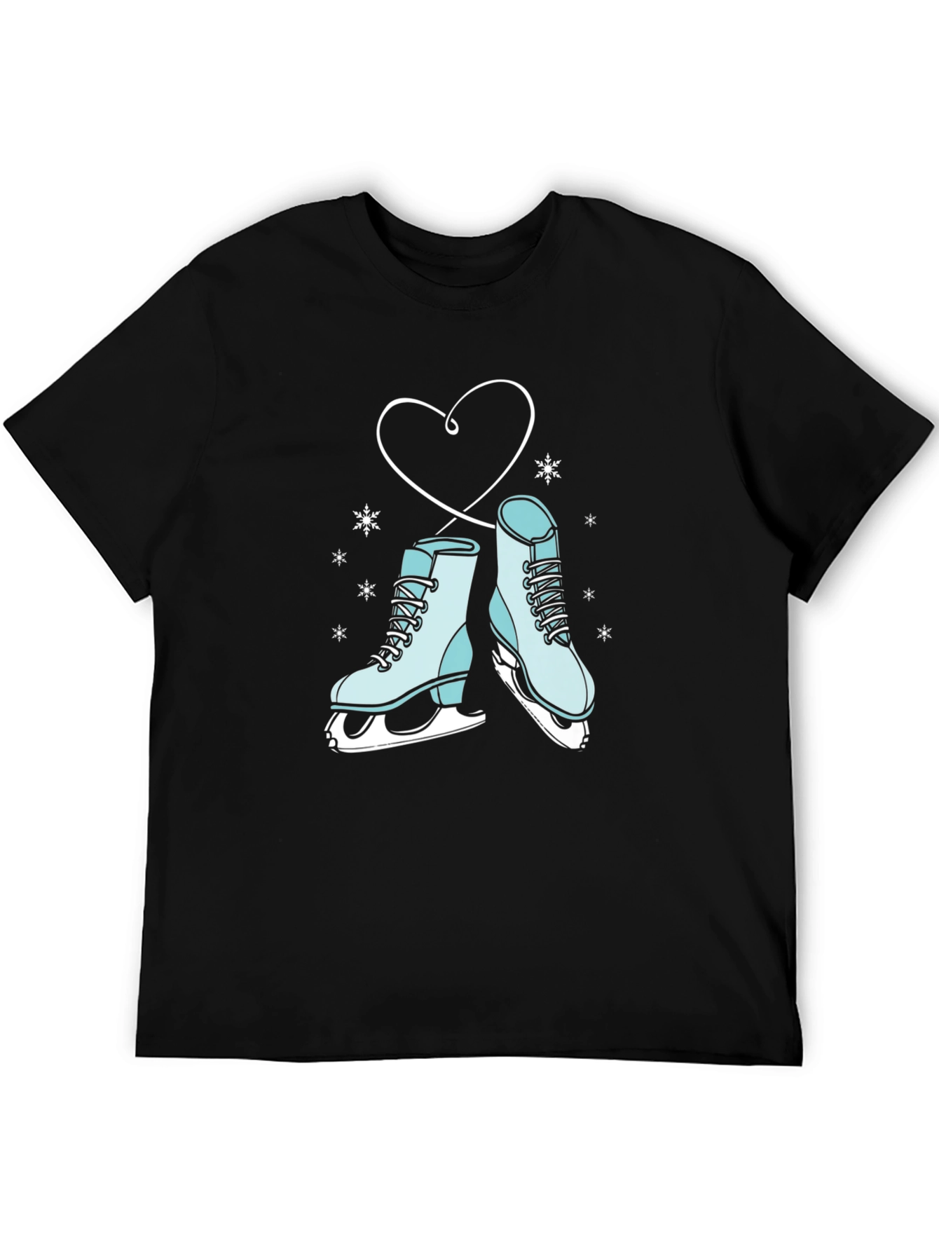 Black Ice Skate Heart Graphic Tee - Winter Fashion view 5