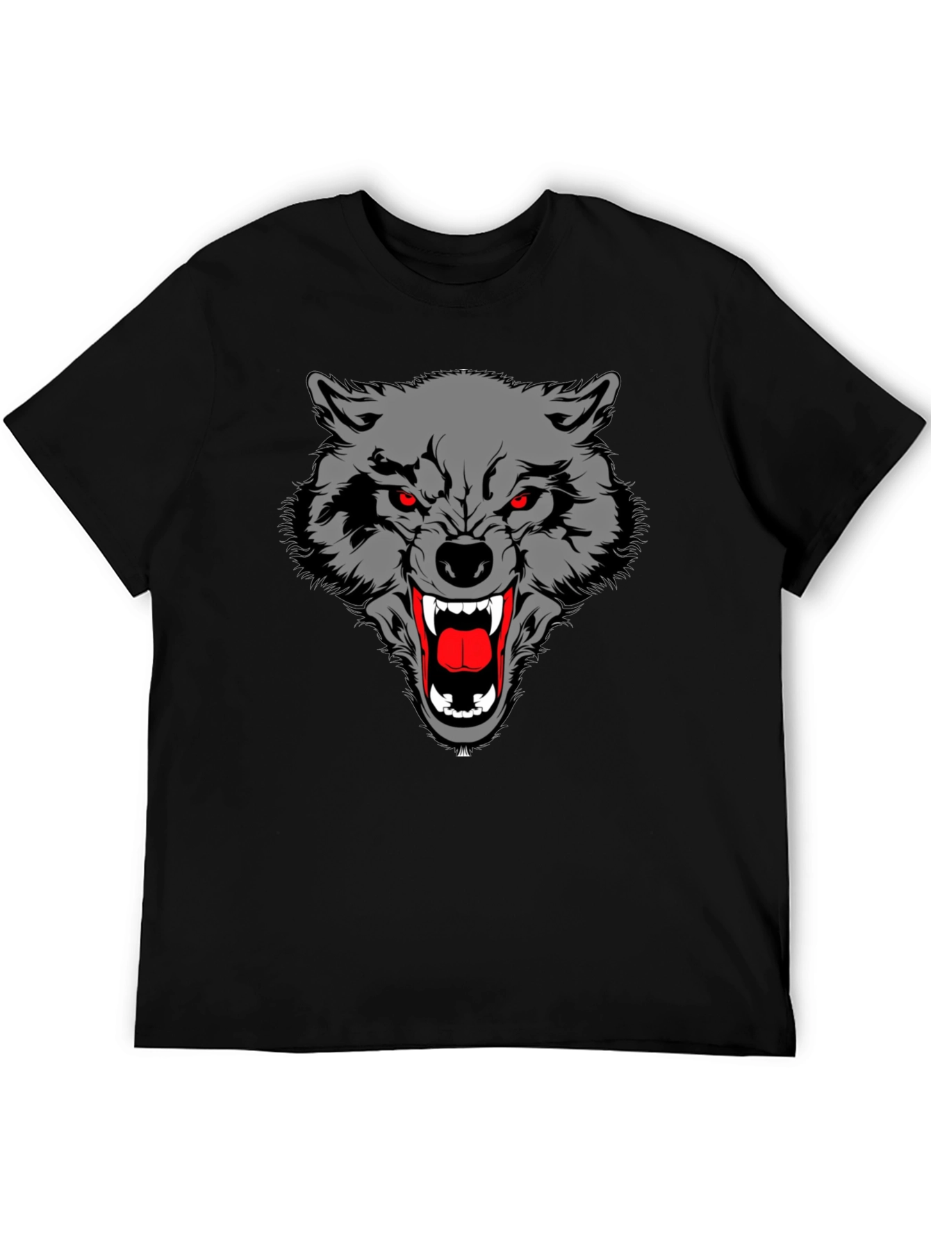 Black Black T-Shirt with Wolf Graphic view 5