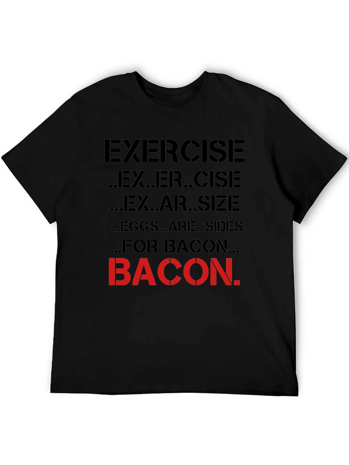 Black Funny Bacon Exercise T-Shirt view 5