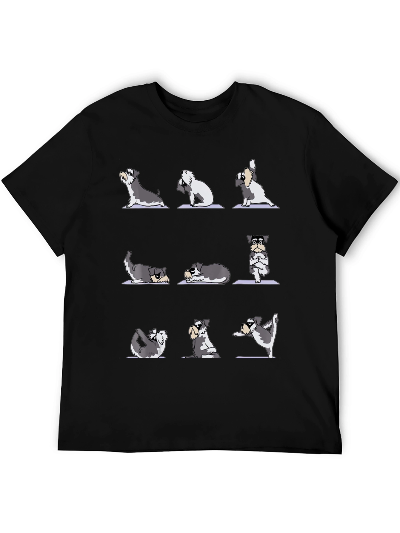 Black Yoga Dog T-Shirt - Zen Schnauzer Poses view 5