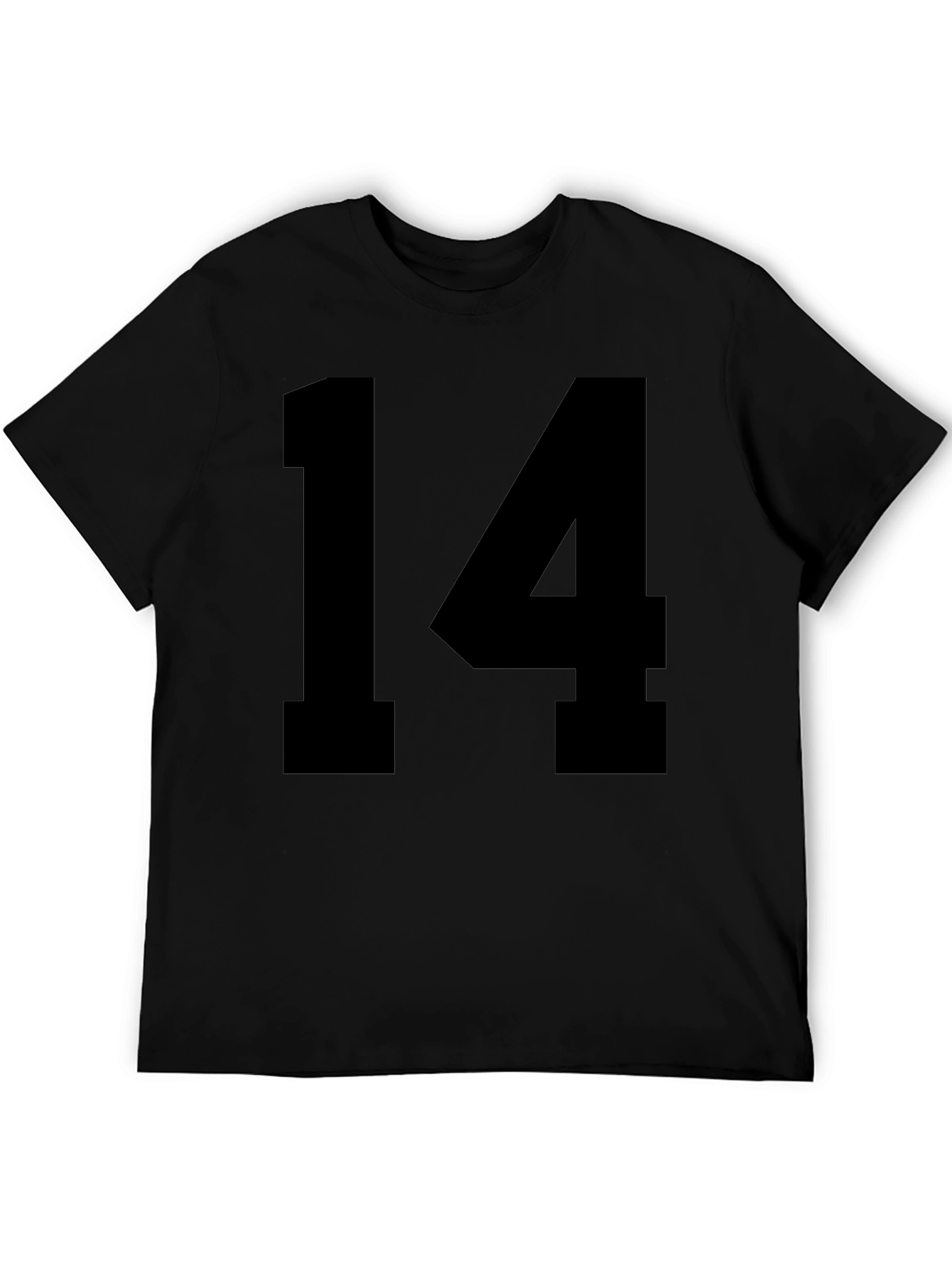 Black Black T-shirt with Bold "14" Number view 5