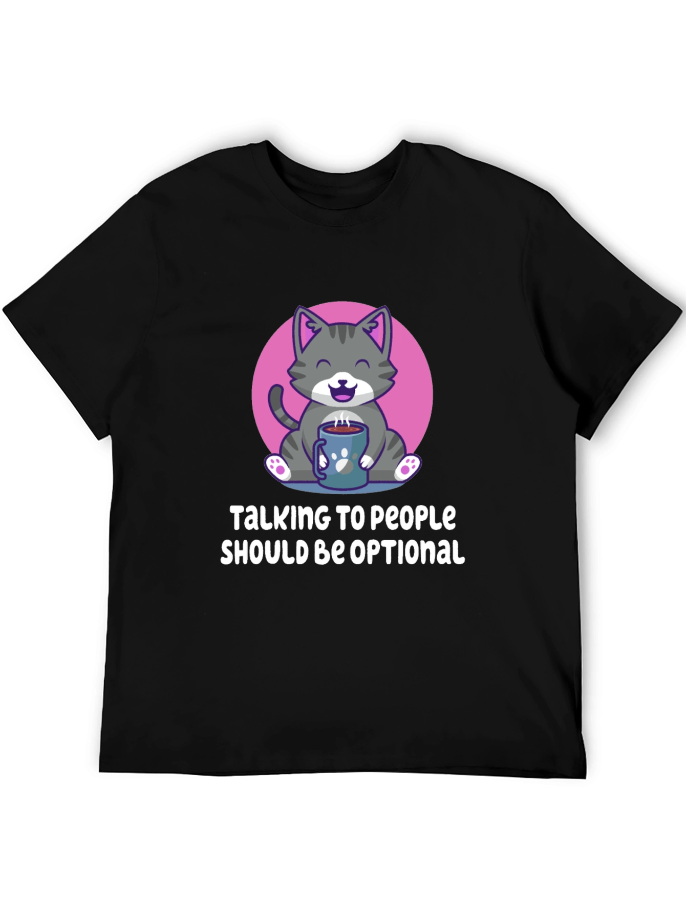 Black Introvert Cat T-Shirt: Talking to People Should Be Optional view 5