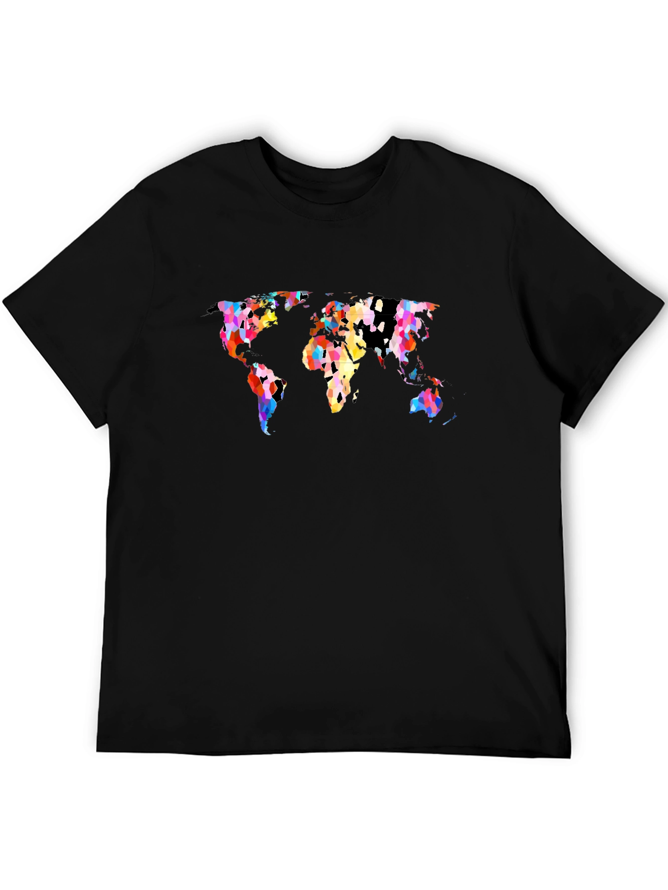 Black Colorful World Map Graphic T-Shirt - Black view 5