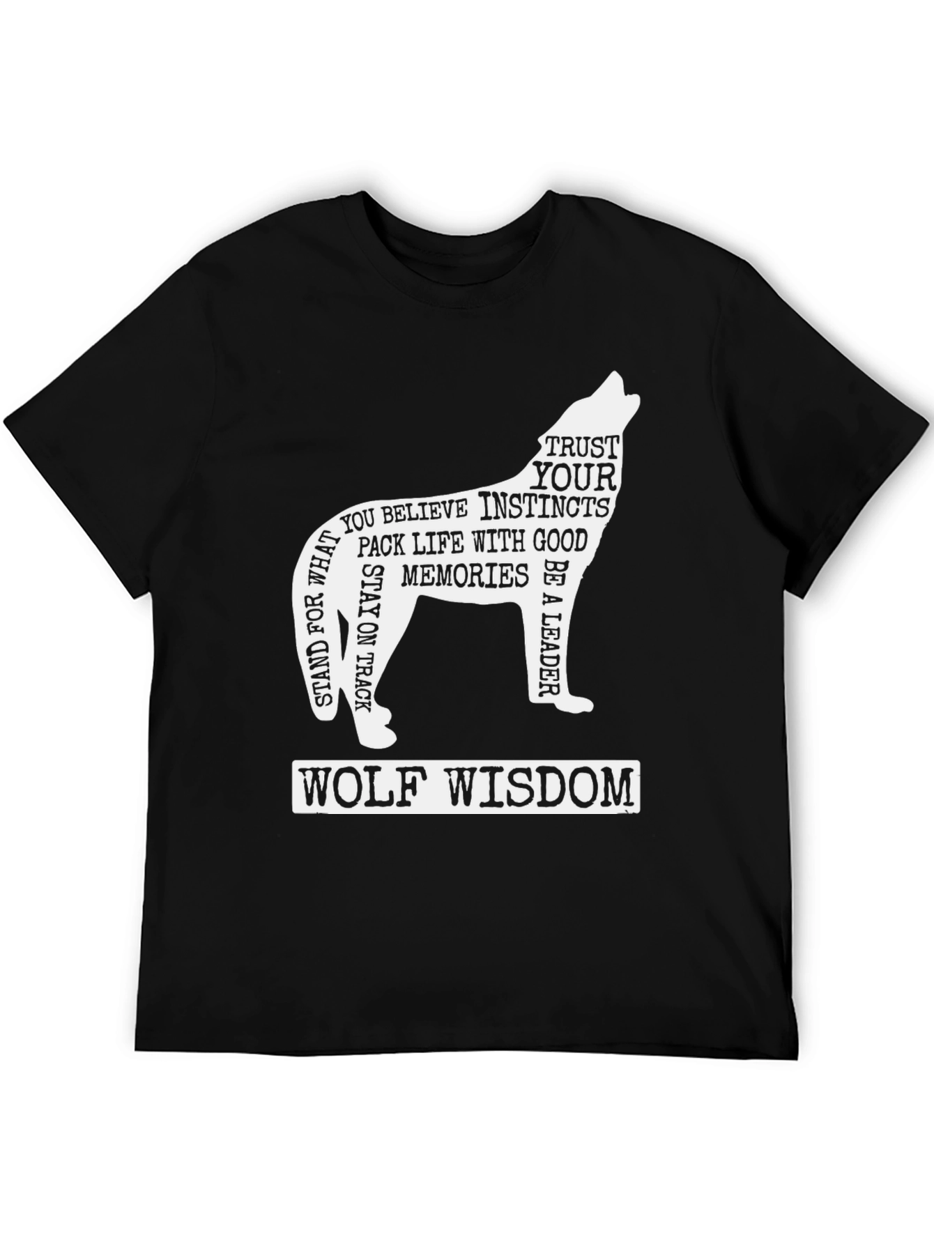 Black Wolf Wisdom T-Shirt - Inspirational Graphic Tee view 5