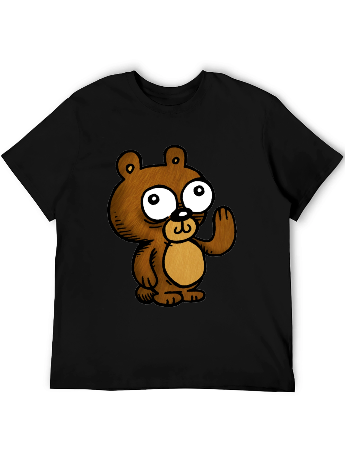 Black Cartoon Bear Graphic Black T-Shirt view 5