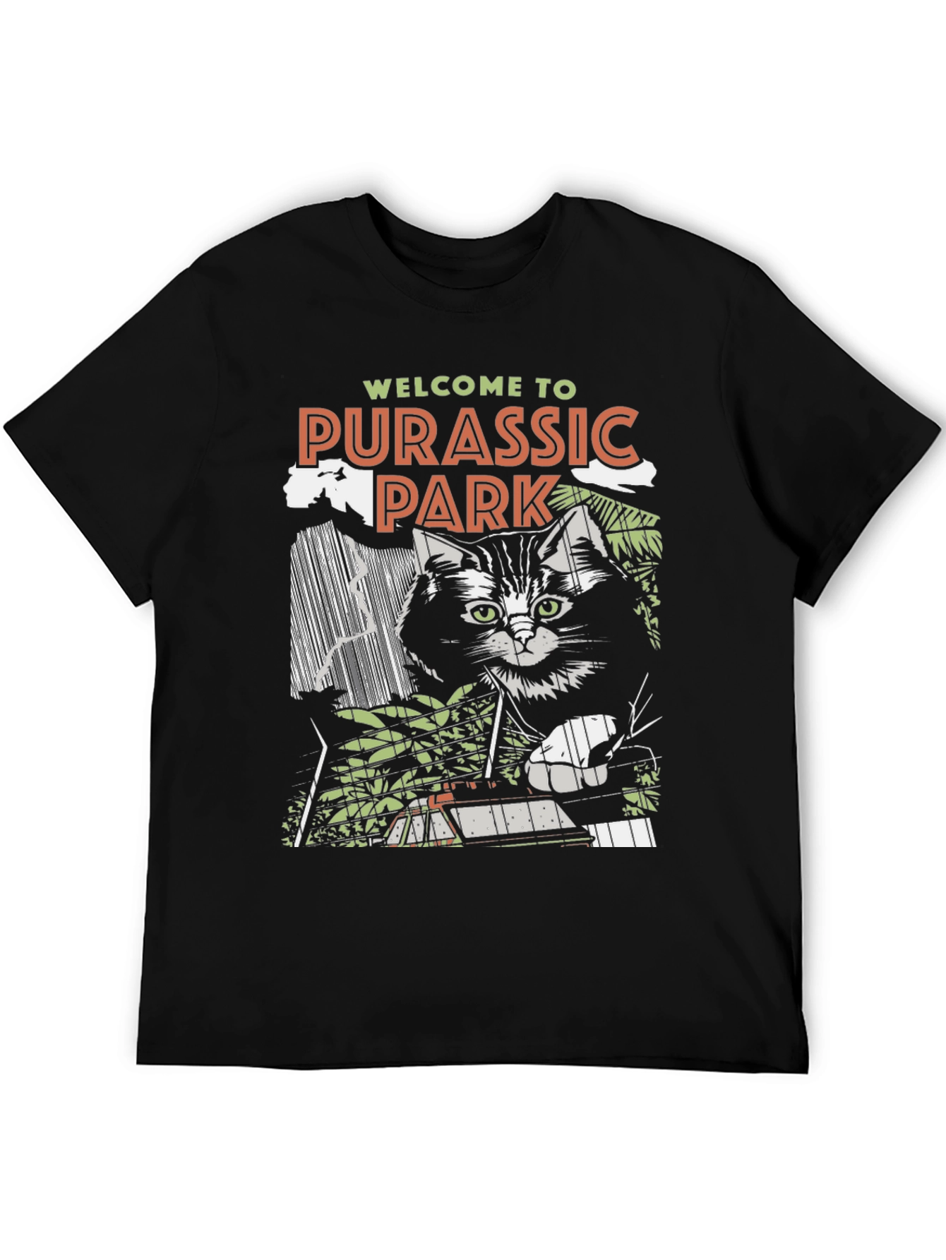 Black Purassic Park Black Graphic T-Shirt - Cat Lover Tee view 5
