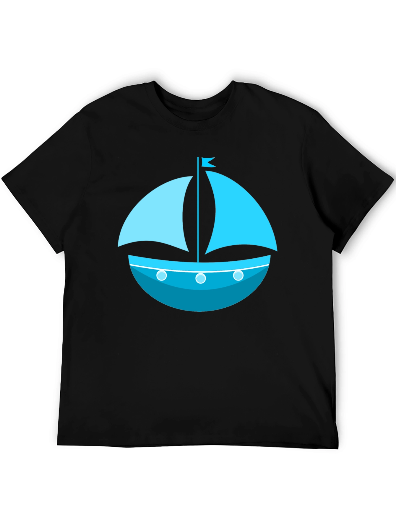 Black Nautical Sailboat Graphic Tee - Black Cotton Shirt view 5