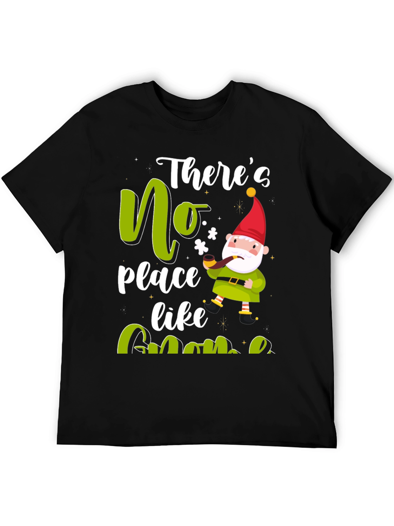 Black There's No Place Like Gnome Black T-Shirt view 5