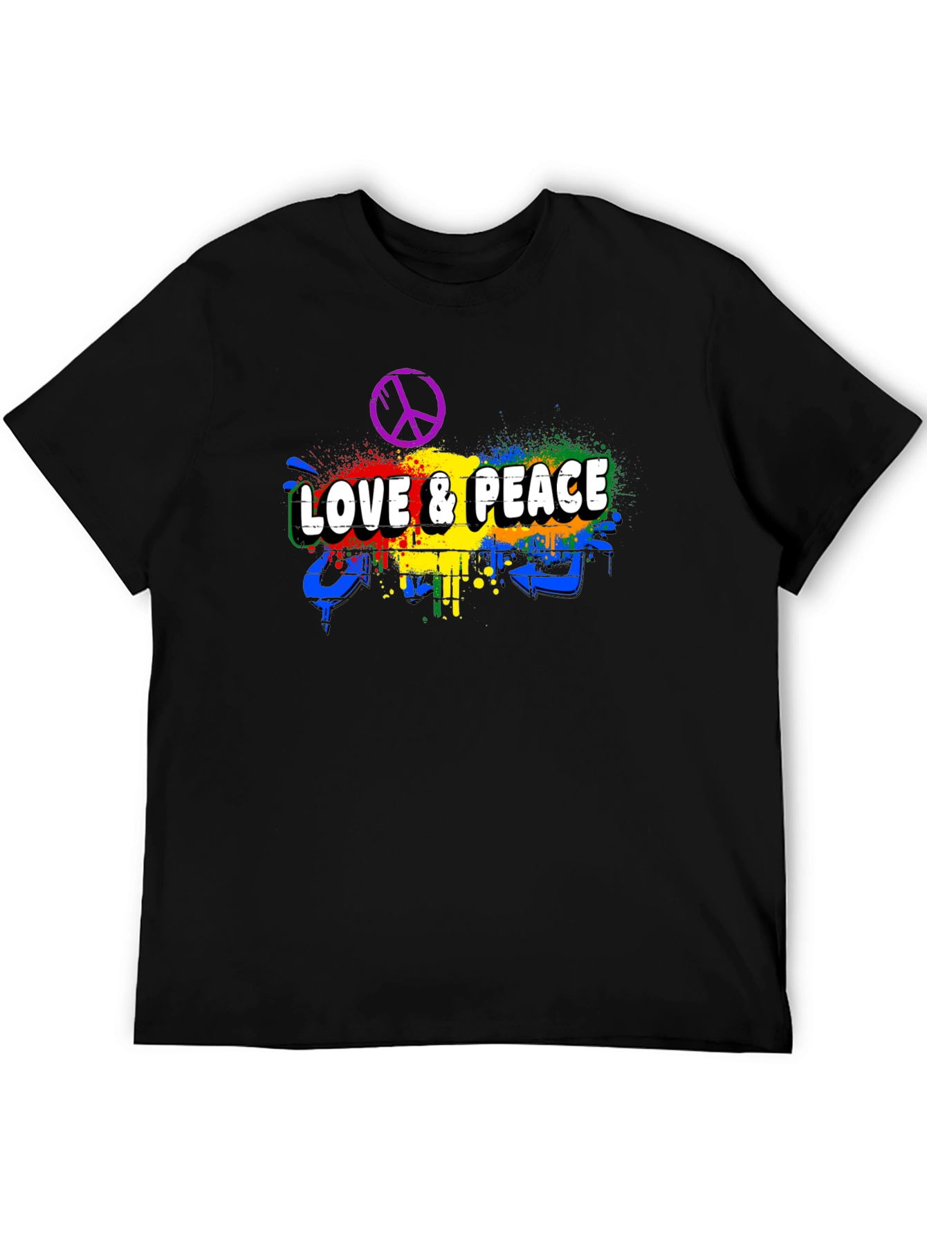 Black Love & Peace Graphic Tee - Men's Black T-Shirt view 5