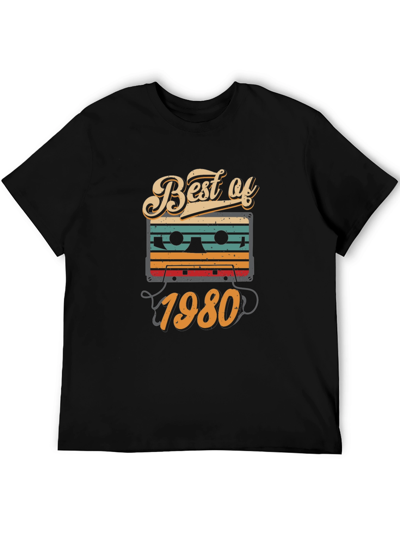 Black Best of 1980 Retro Cassette T-Shirt view 5