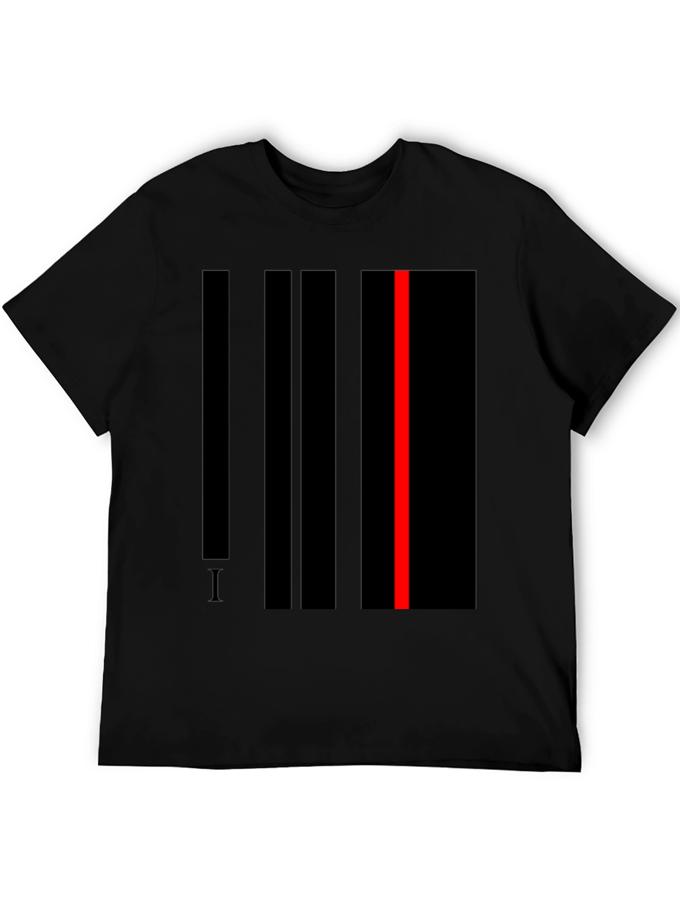 Black Striking Abstract Line Art T-Shirt - Black view 5