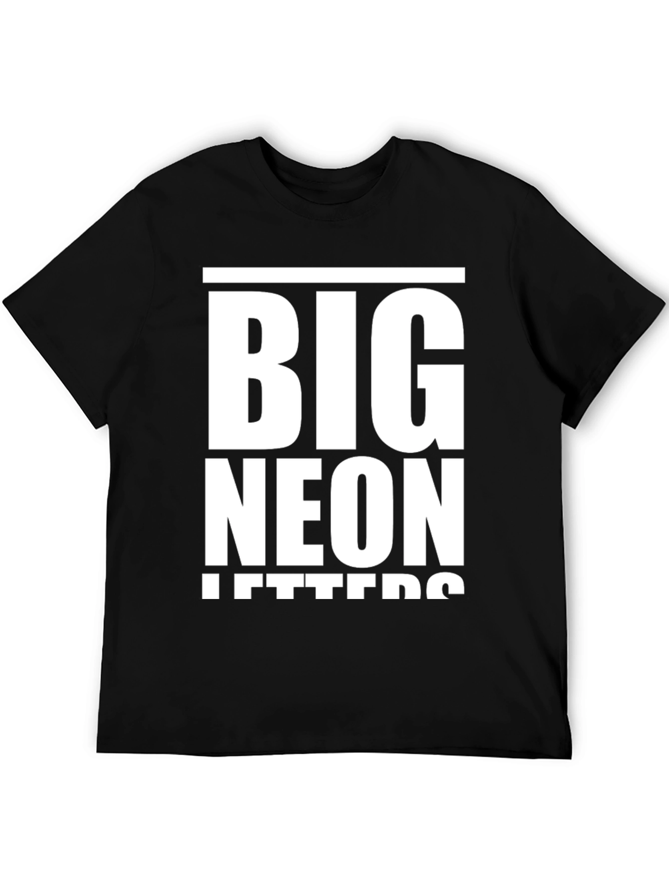 Black Big Neon Letters Graphic T-Shirt view 5