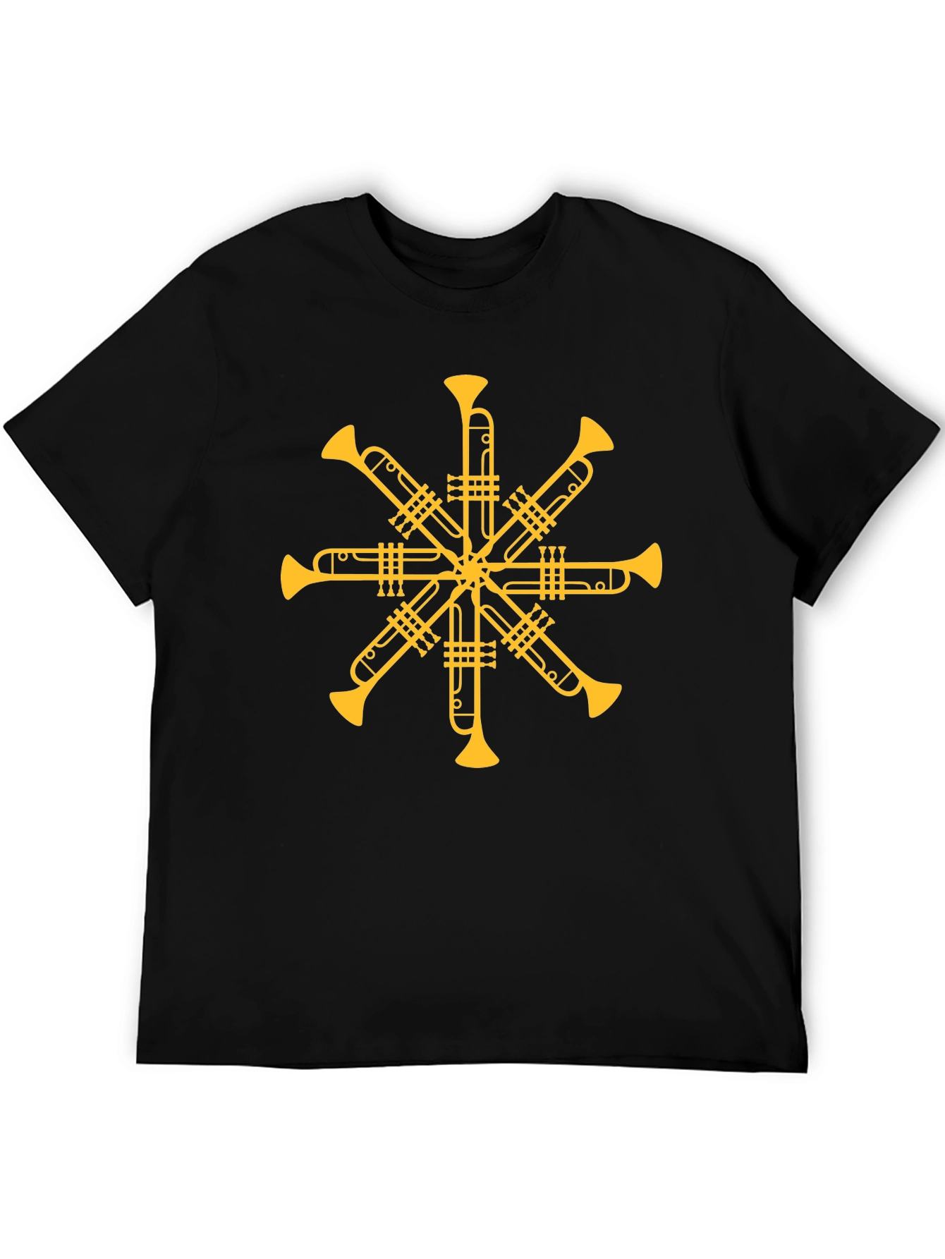 Black Trumpet Starburst T-Shirt - Musician Graphic Tee view 5