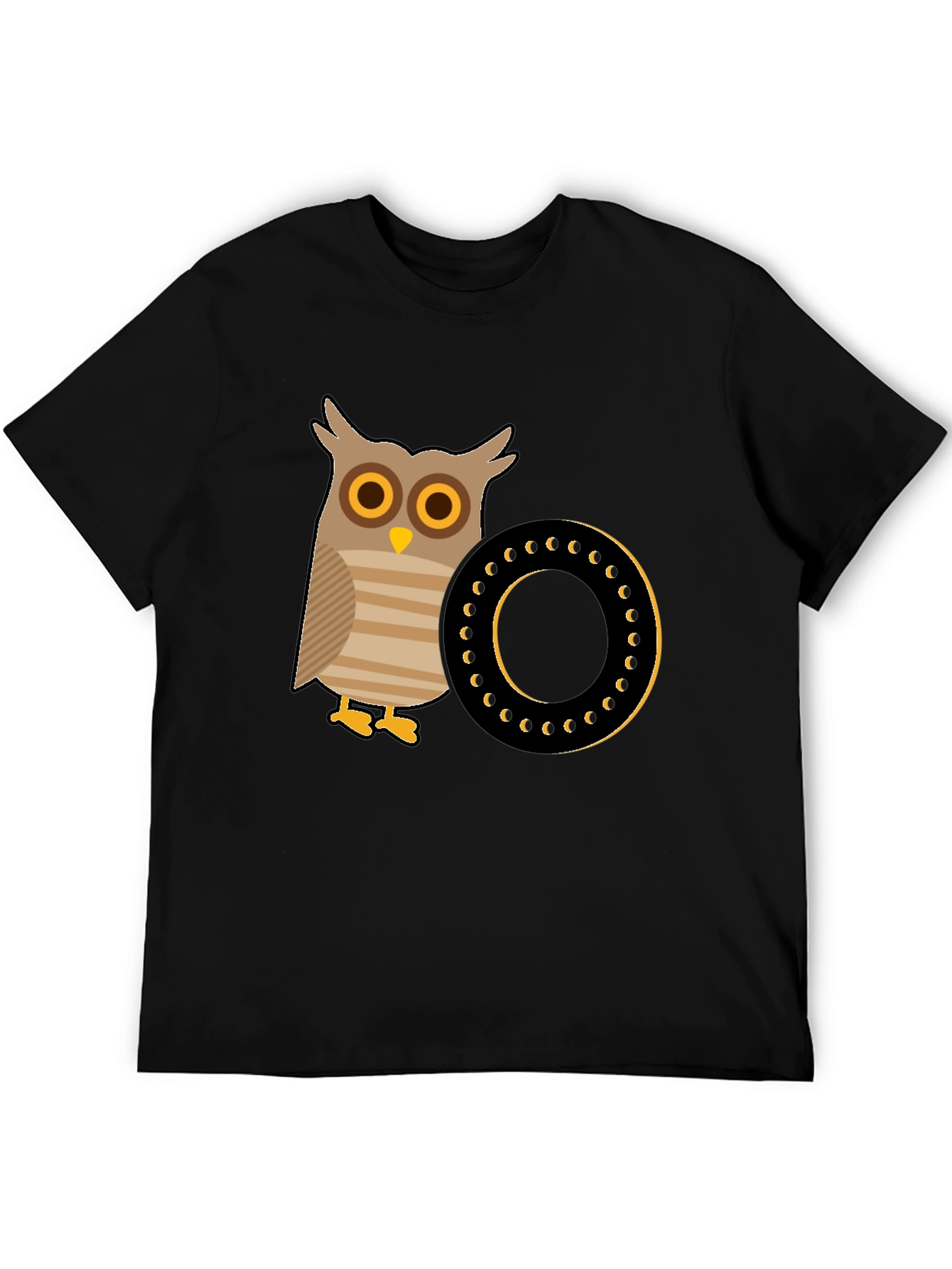 Black Owl and Letter 'O' T-Shirt view 5