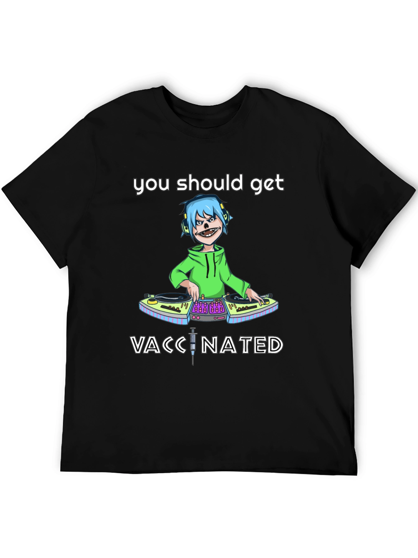 Black Vaccinated DJ Graphic Tee - Stylish & Comfy view 5