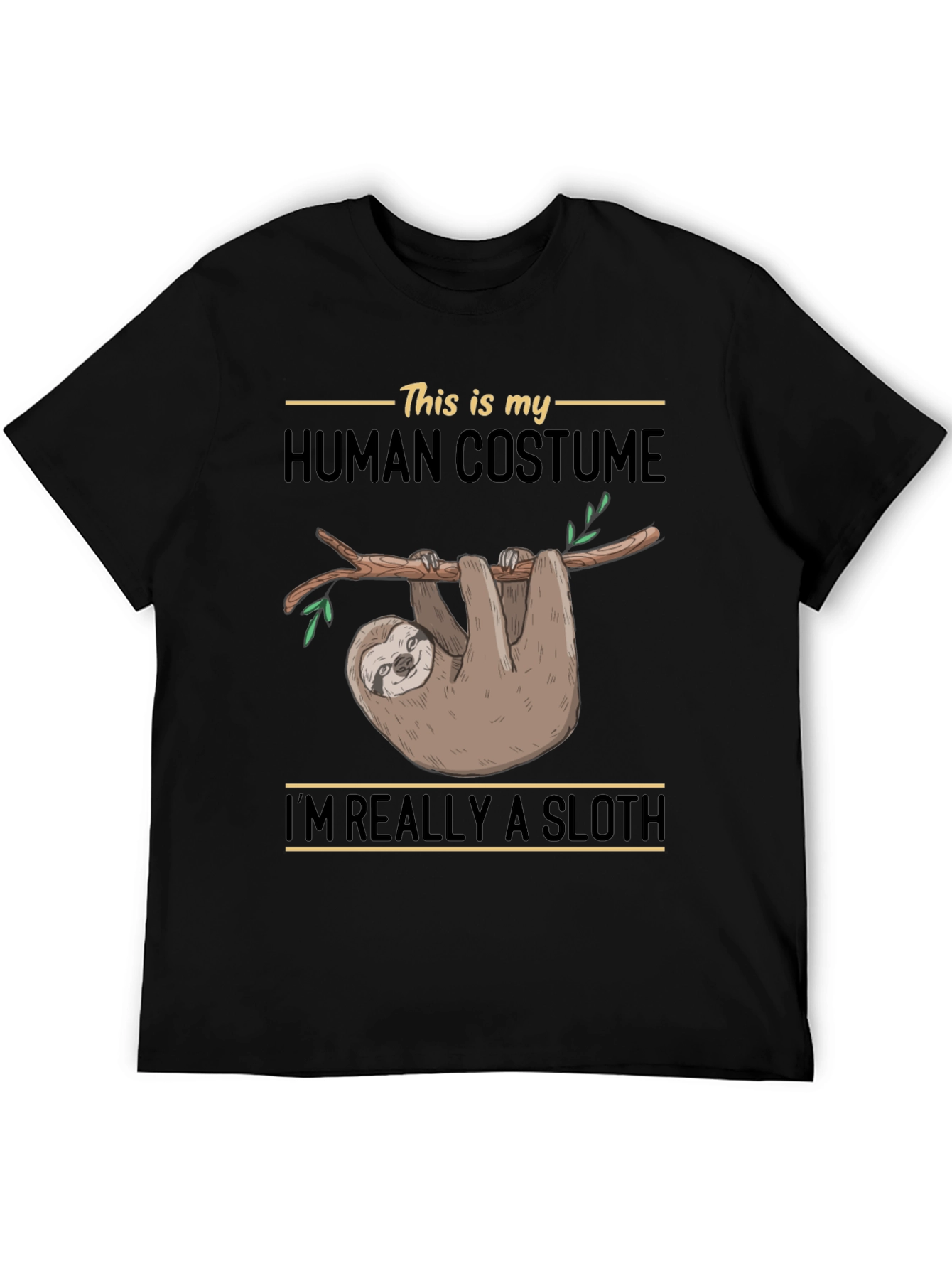 Black Sloth Human Costume Funny Graphic T-Shirt view 5