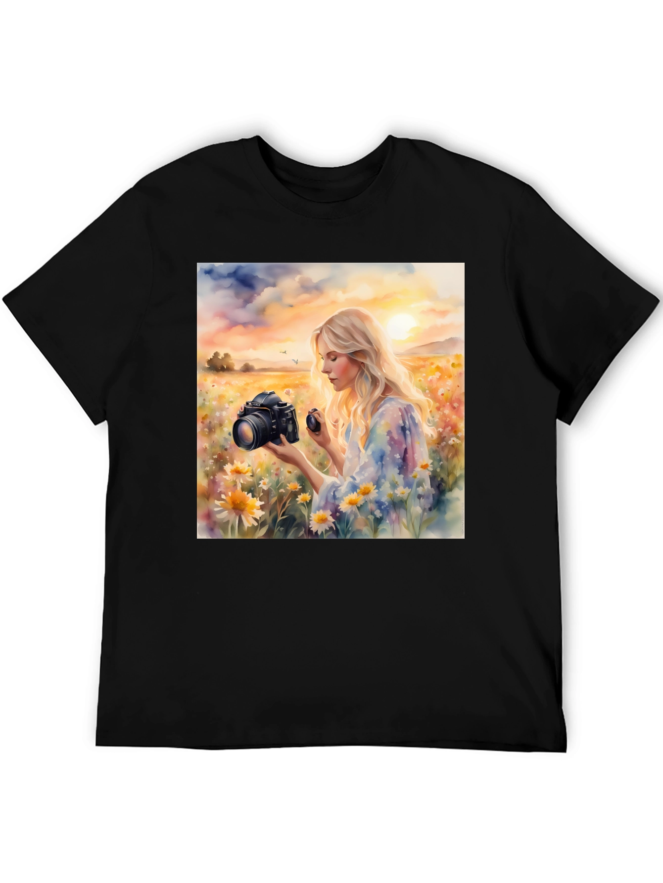 Black Woman Photographer Art Print Black T-Shirt view 5