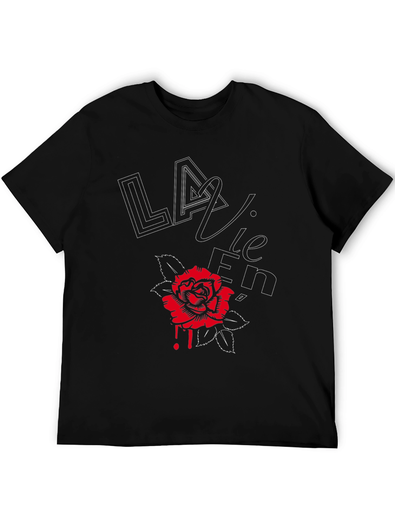 Black La Vie En Rose Graphic Tee - Stylish Black T-Shirt view 5