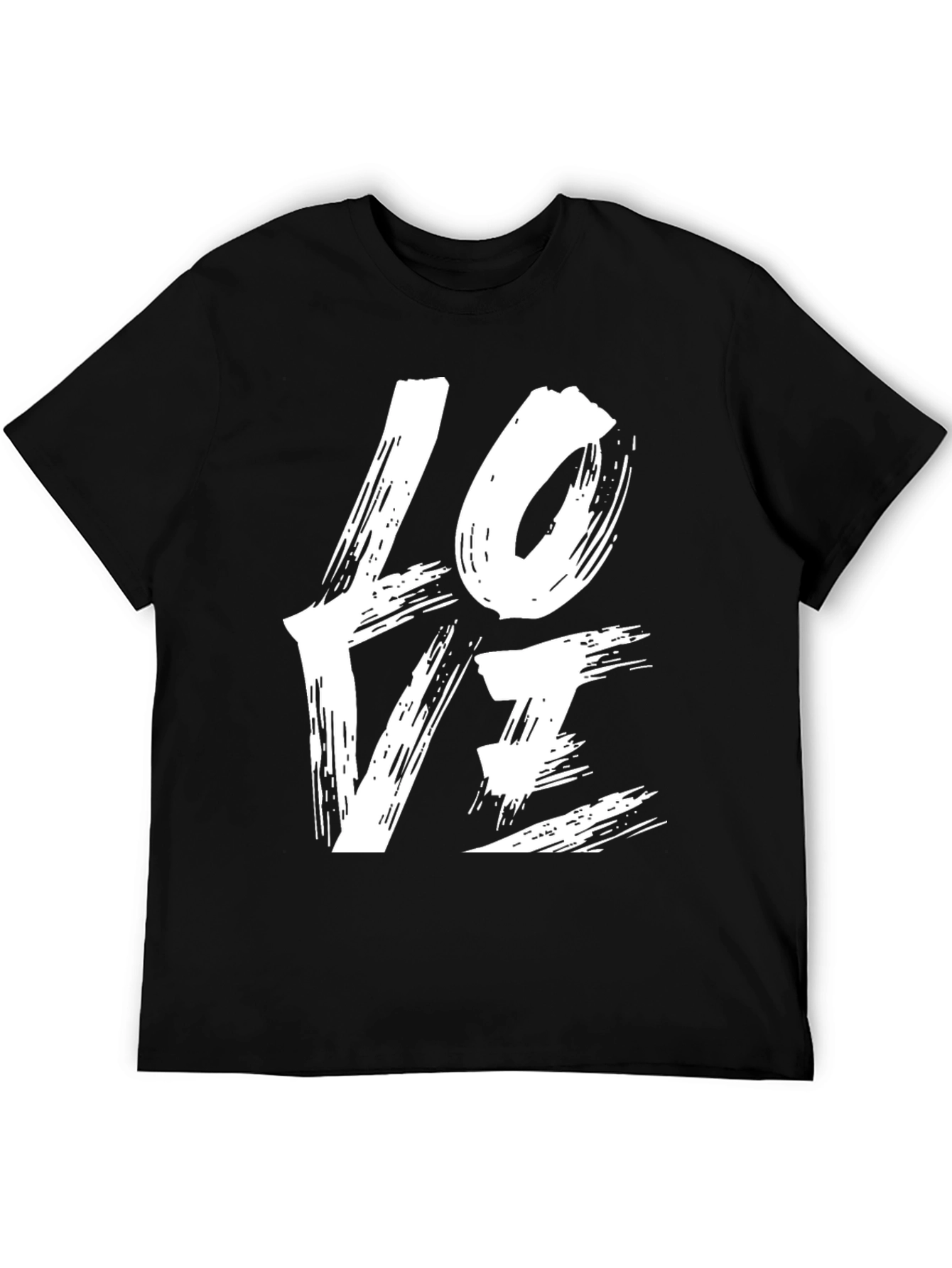 Black Love Brushstroke Graphic Tee - Black Casual Shirt view 5