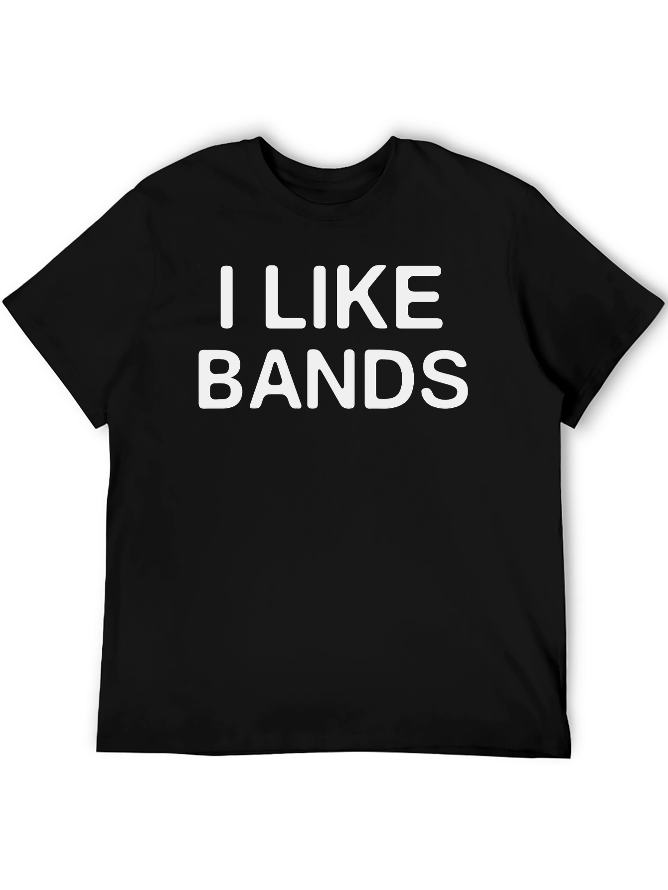 Black I Like Bands Graphic Tee - Black Cotton T-Shirt view 5