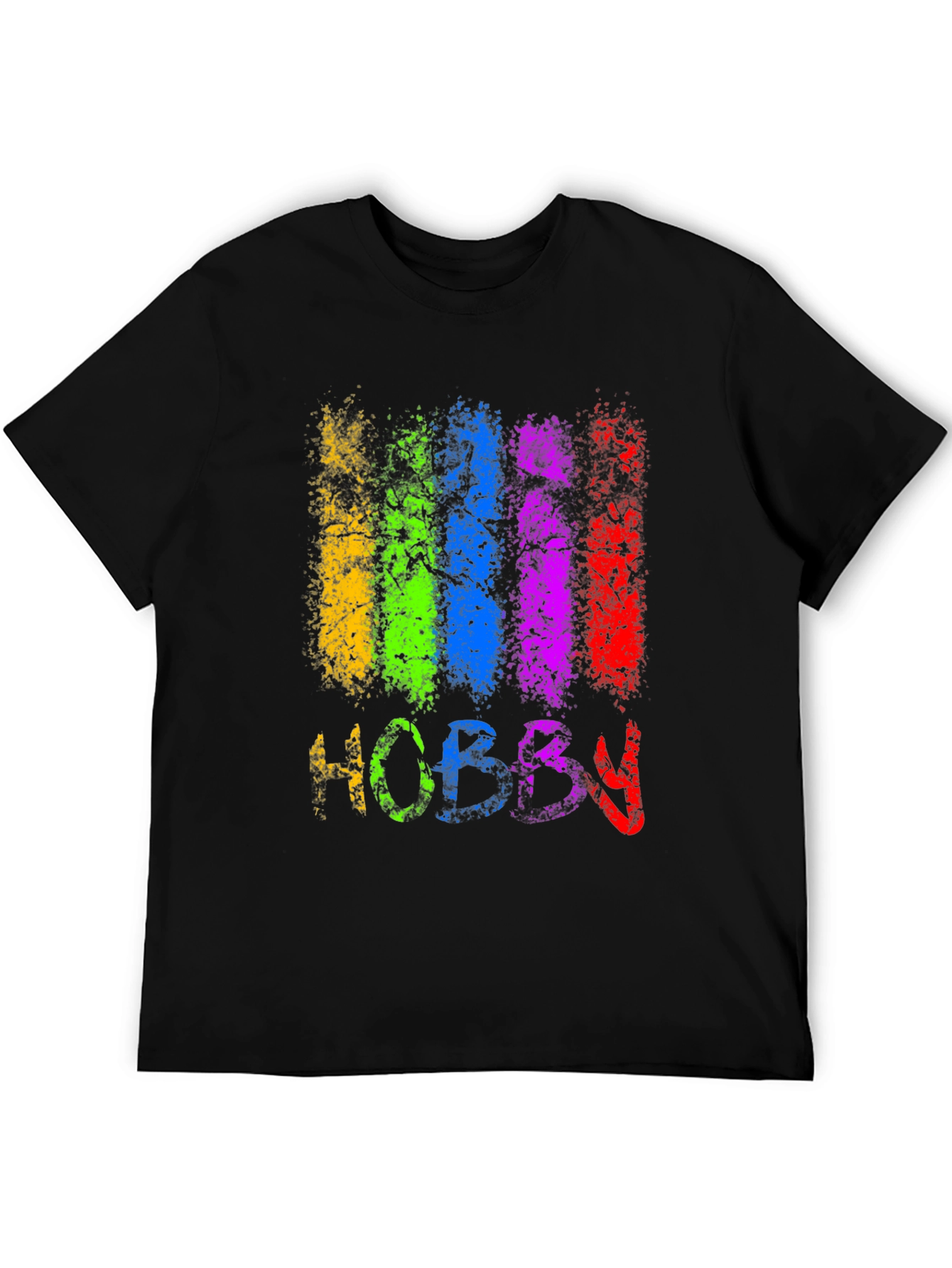 Black Colorful Hobby Graphic Tee - Black Cotton Blend view 5