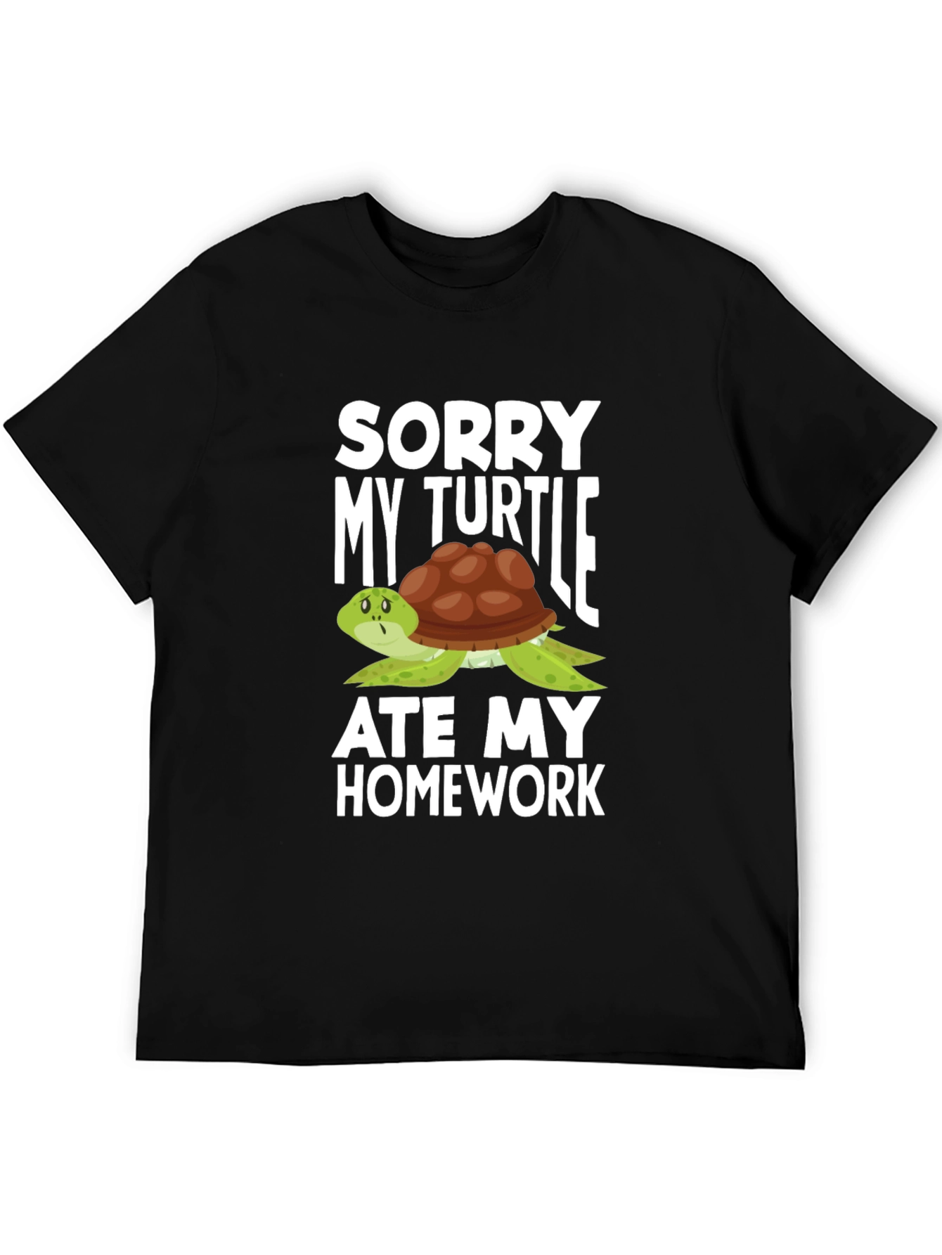 Black Sorry My Turtle Ate My Homework T-Shirt view 5