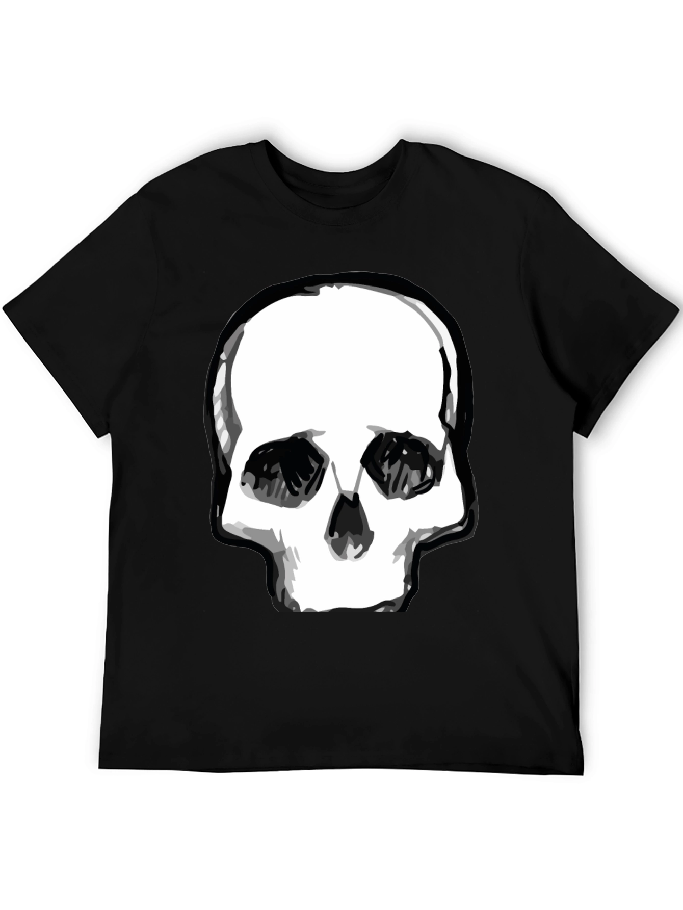 Black Skull Graphic Print Black T-Shirt view 5