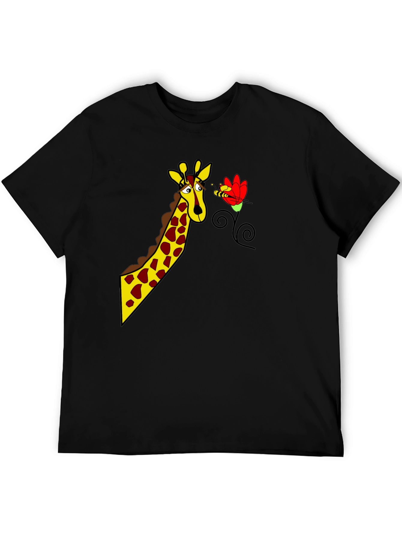 Black Giraffe & Bee Graphic Tee - Black view 5