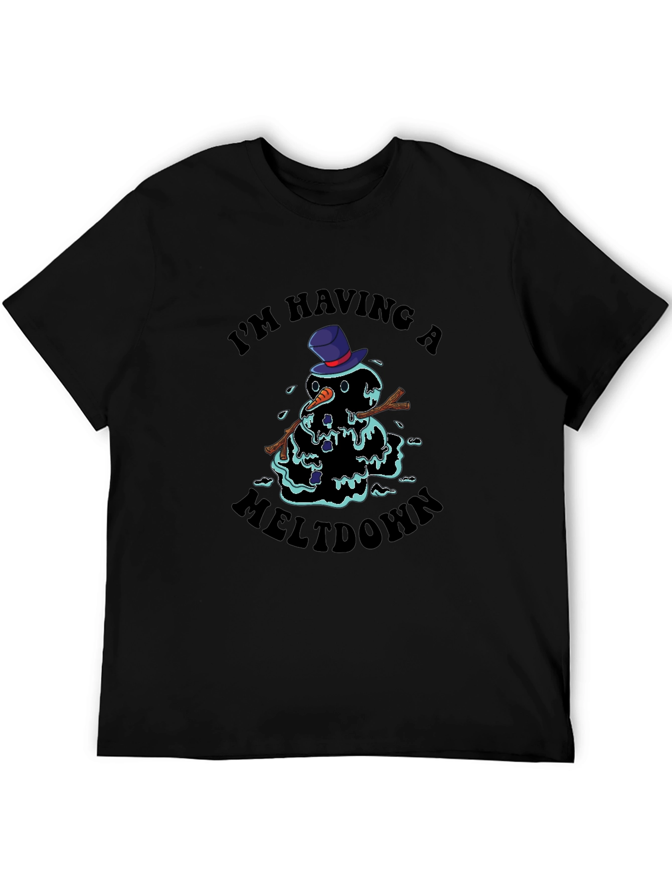 Black Meltdown Snowman Graphic Tee - I'm Having A Meltdown T-Shirt view 5