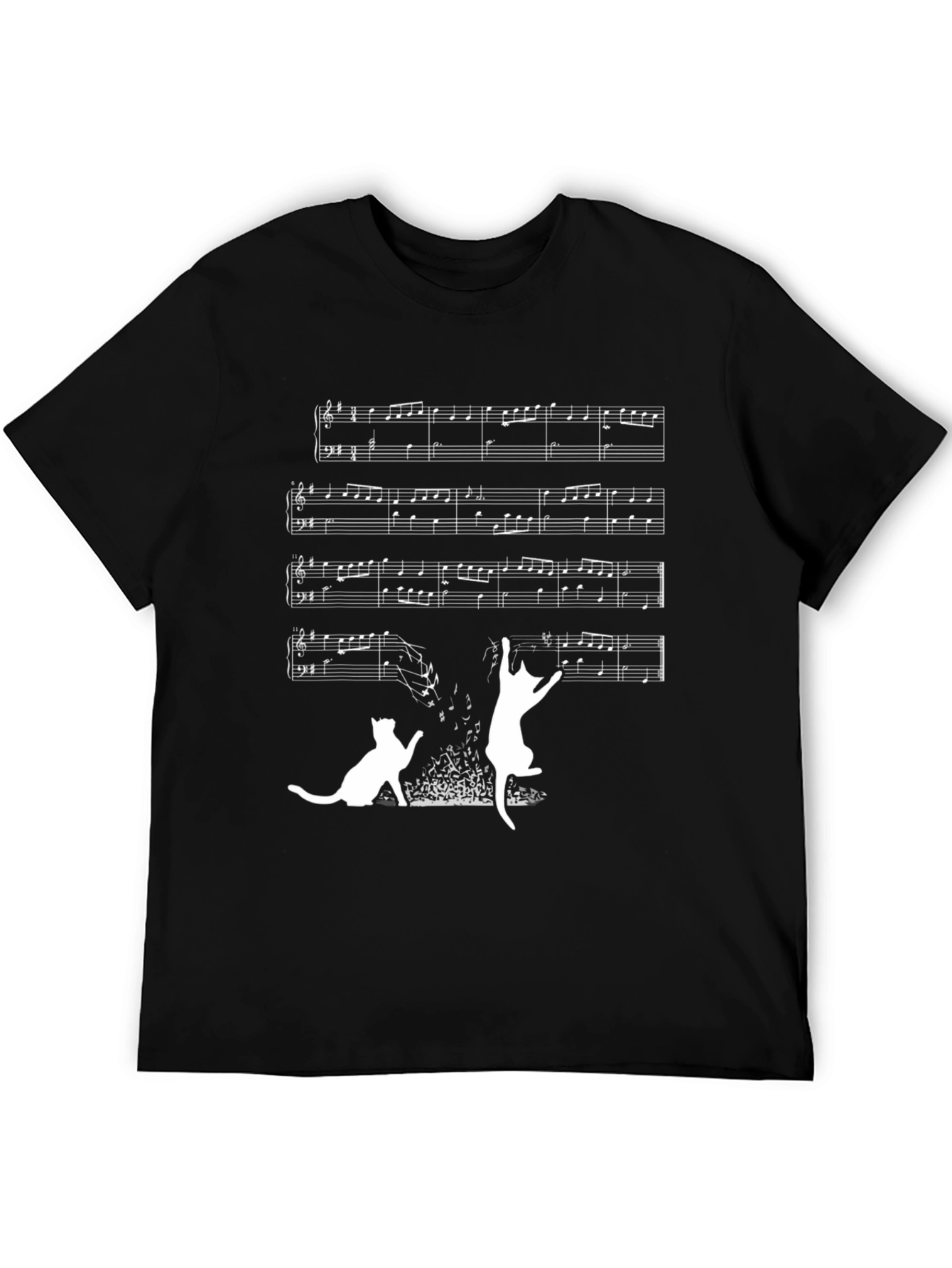 Black Musical Cats Graphic T-Shirt - Black view 5