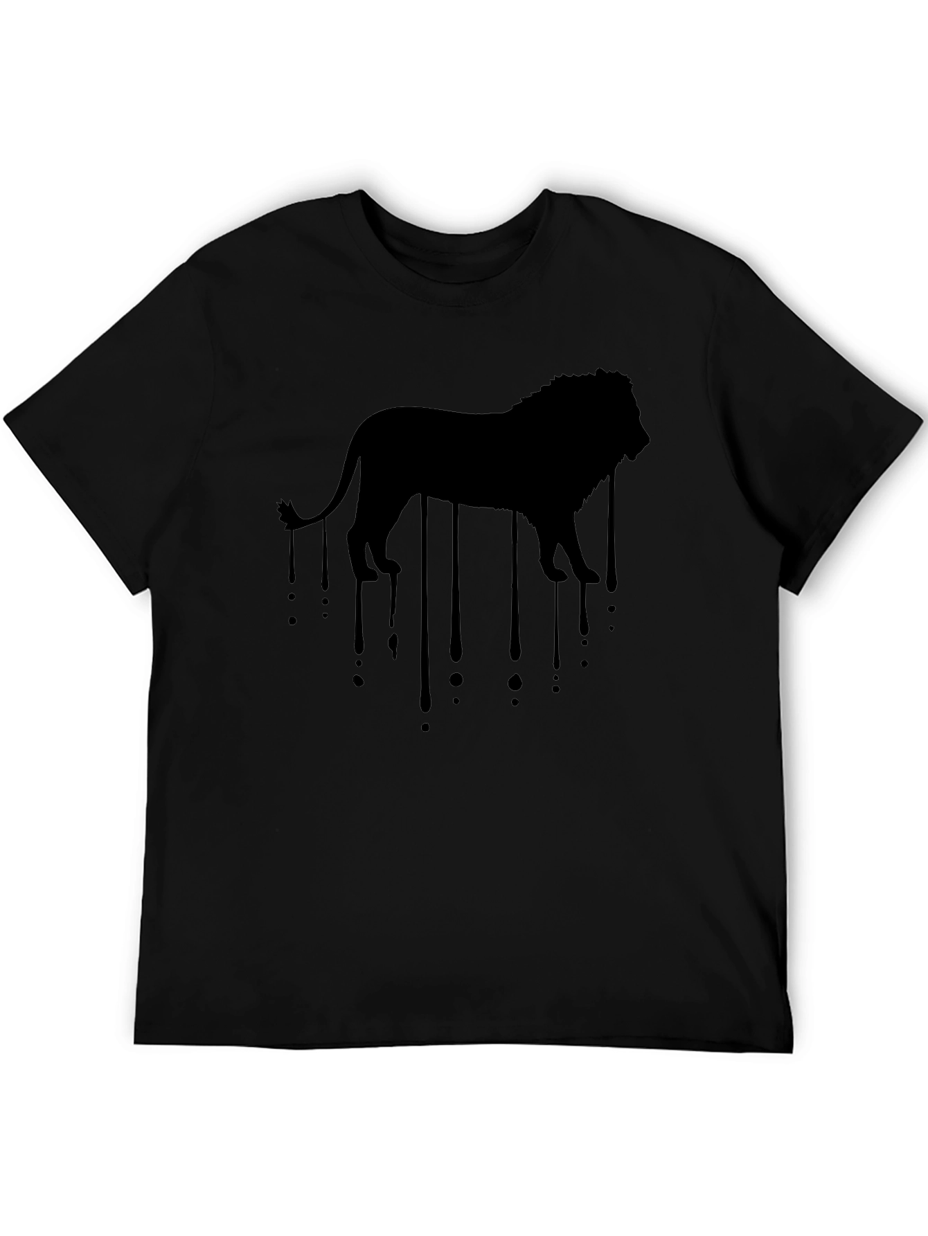 Black Men's Black Lion Drip Graphic T-Shirt view 5