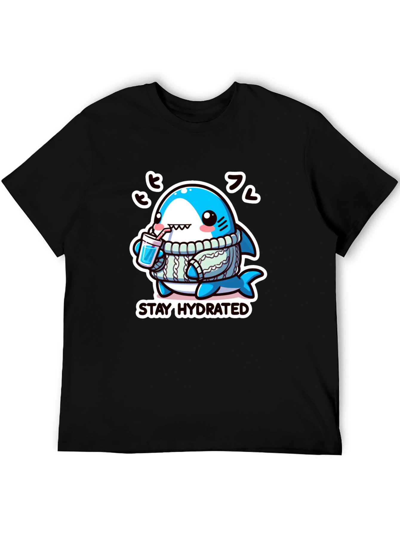 Black Stay Hydrated Shark Graphic Tee view 5