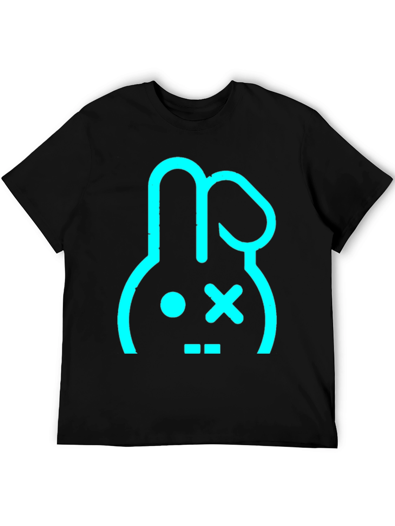 Black Cool Bunny Graphic Tee - Black Cotton Blend view 5