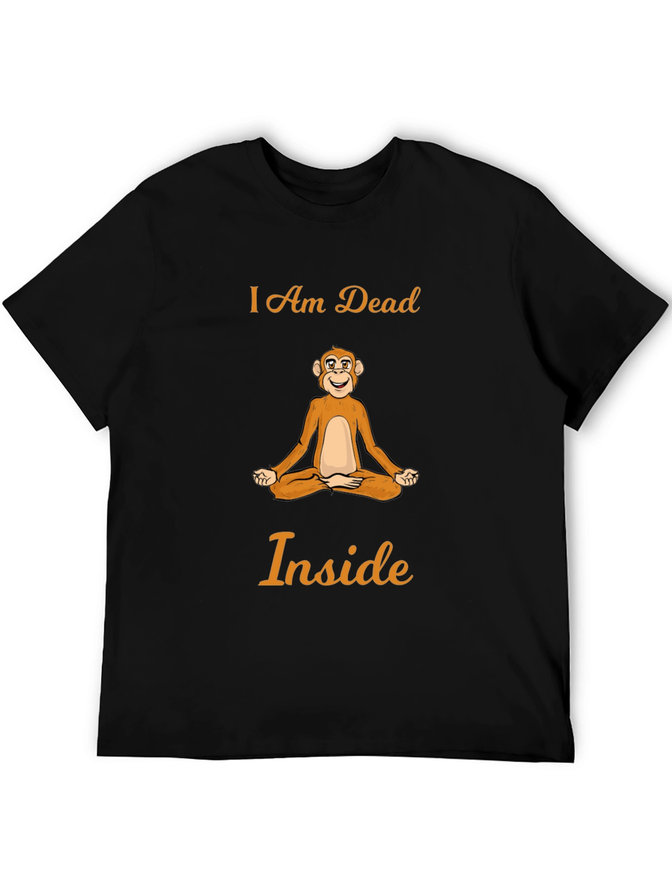 Black I Am Dead Inside Monkey Meditation T-Shirt view 5