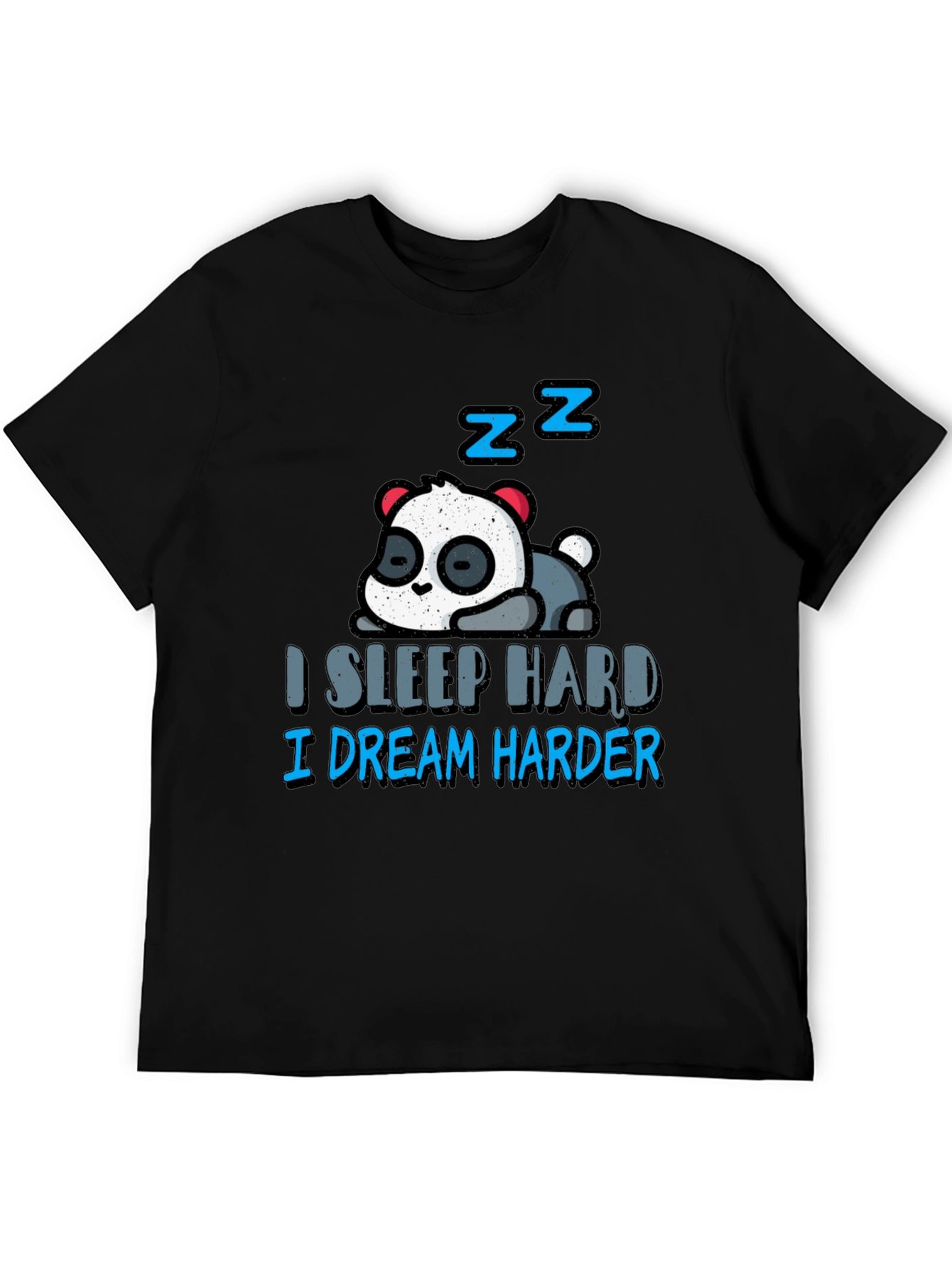 Black Sleepy Panda T-Shirt - I Sleep Hard, I Dream Harder view 5
