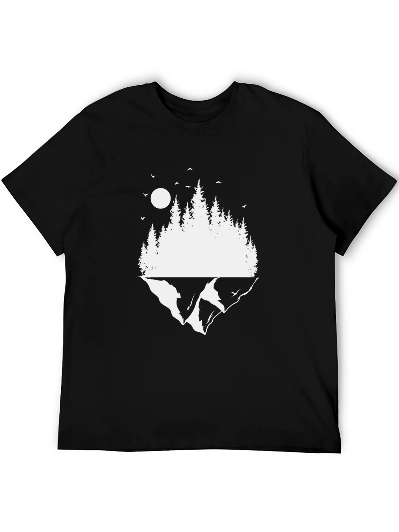 Black Nature Scene Graphic Black T-Shirt view 5