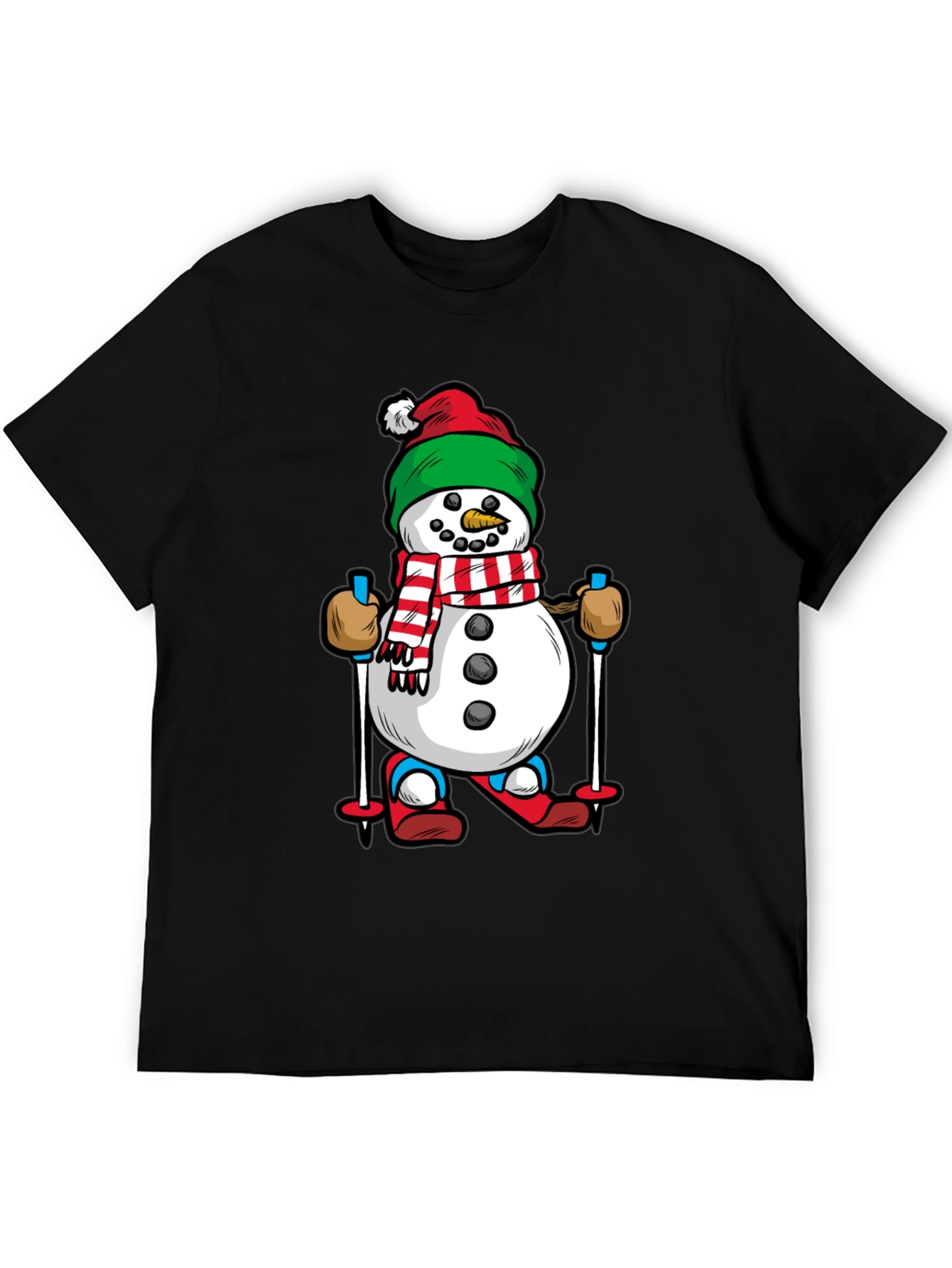 Black Snowman Skiing Graphic Tee - Holiday Cheer view 5