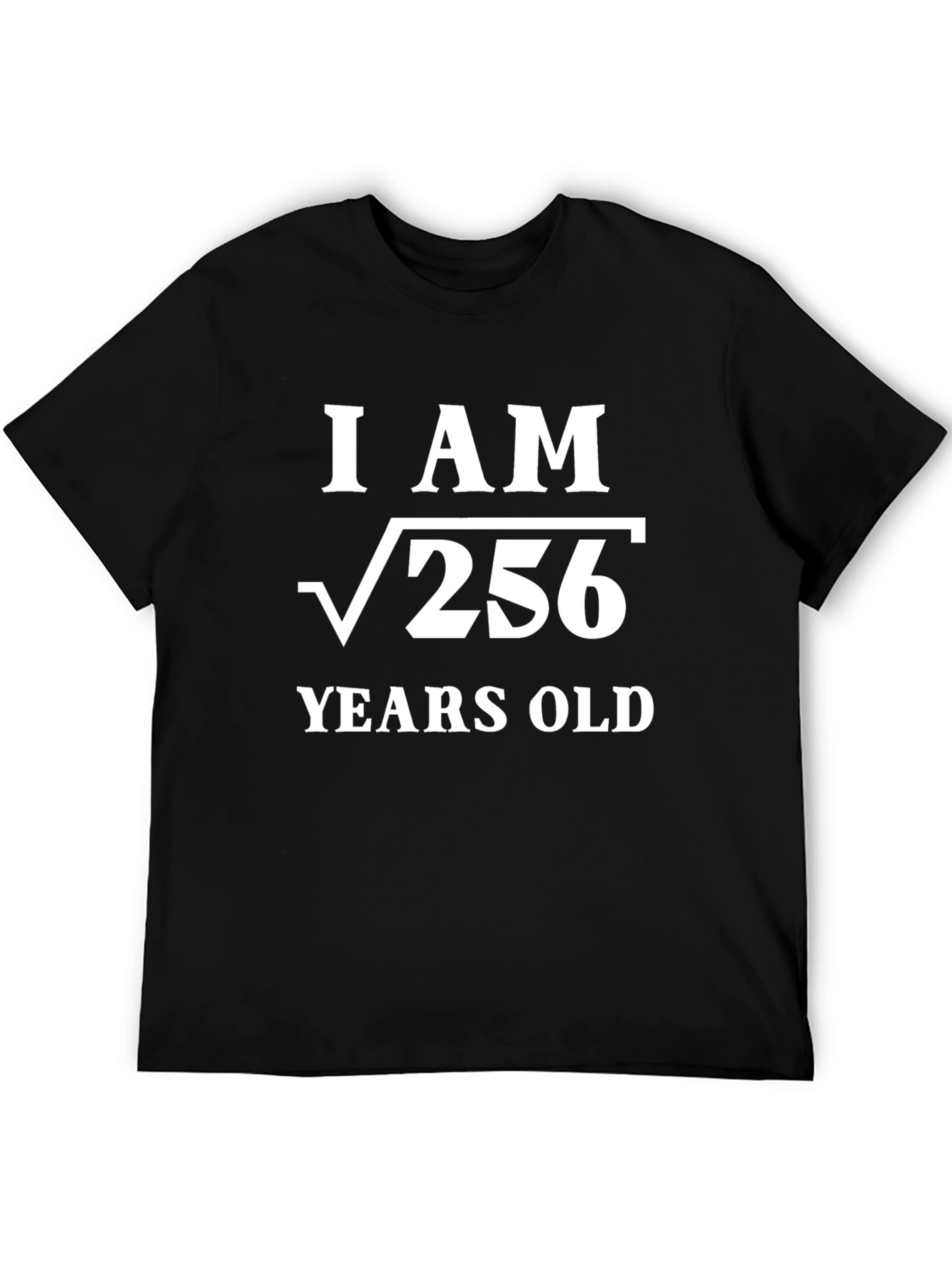 Black Funny Math Birthday T-Shirt - I Am √256 Years Old view 5