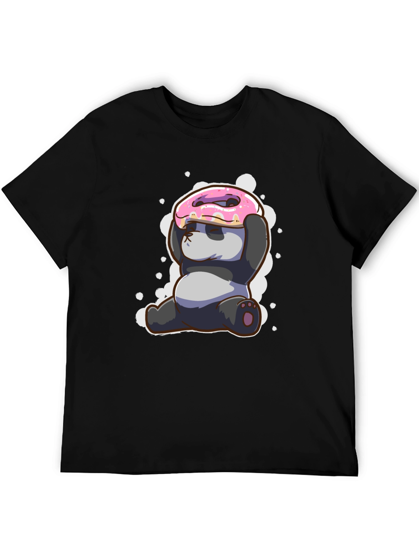 Black Funny Panda Donut T-Shirt - Cute Cartoon Tee view 5