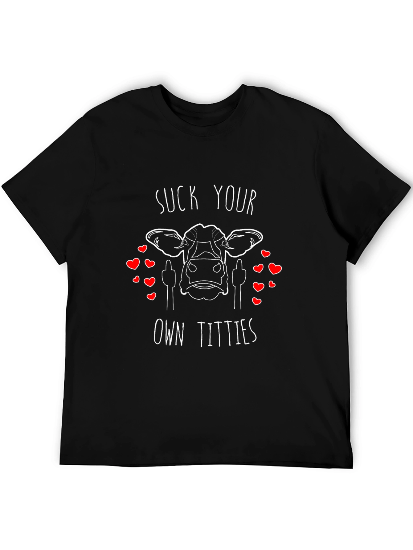 Black Suck Your Own Titties Funny Cow Graphic T-Shirt view 5