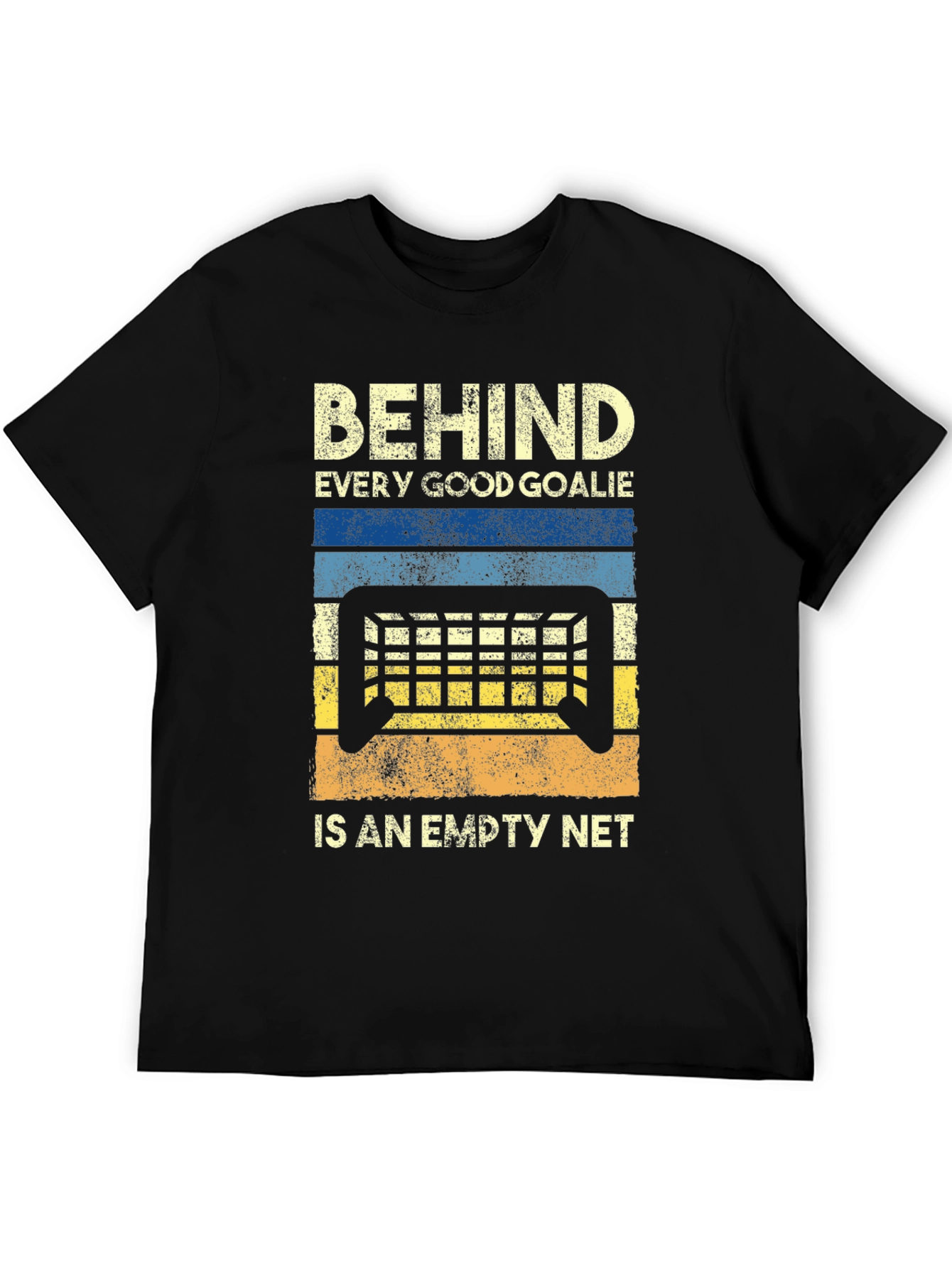 Black Funny Hockey Goalie Empty Net Graphic T-Shirt view 5