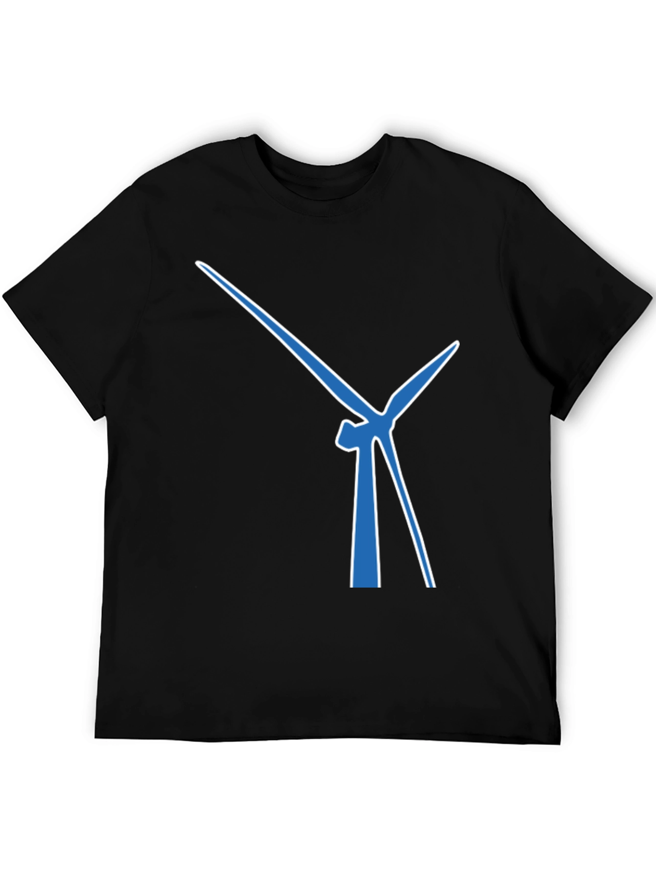 Black Wind Turbine Graphic Tee - Modern Blue Design view 5