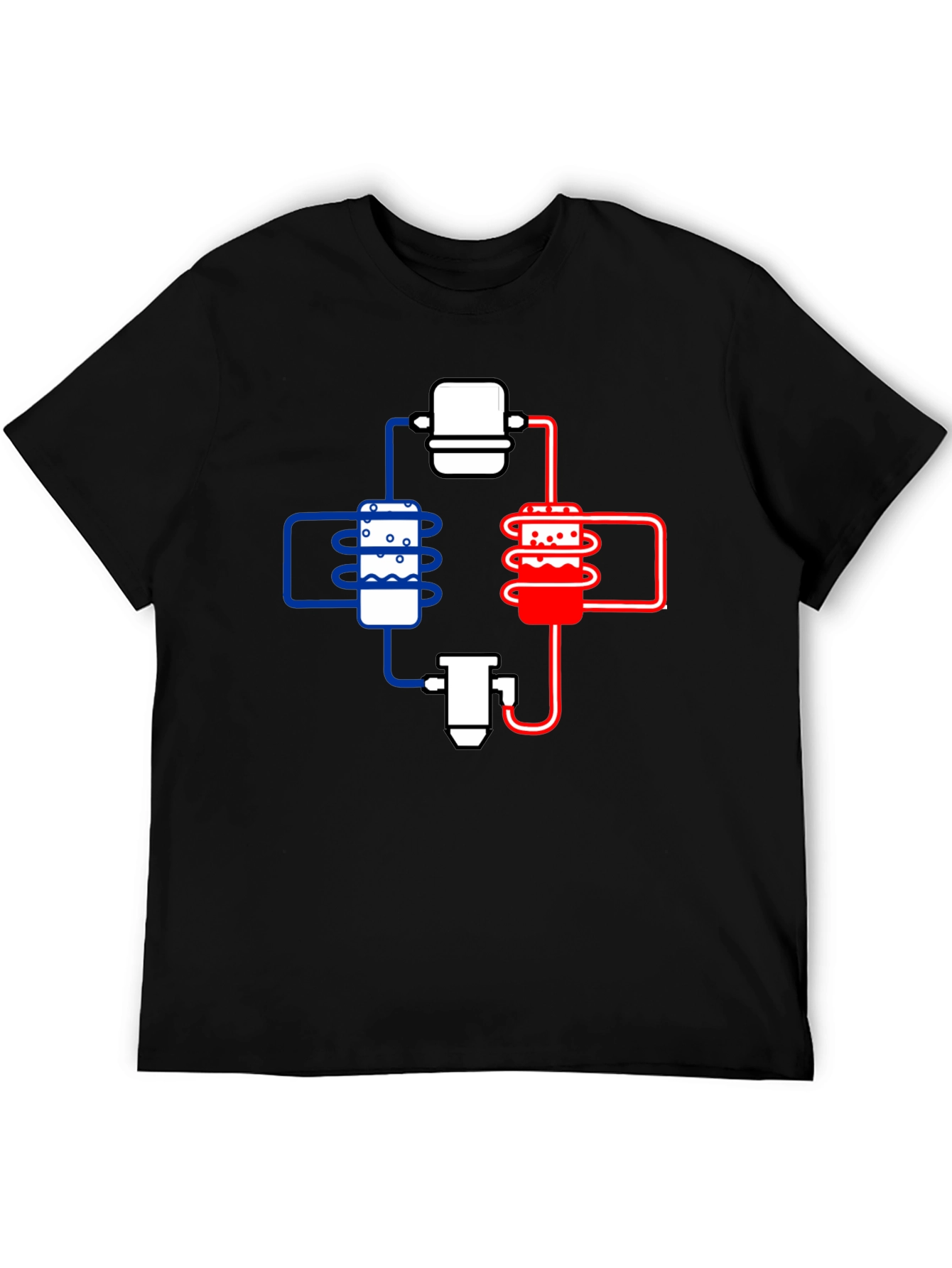 Black Cooling System Diagram Black T-Shirt view 5