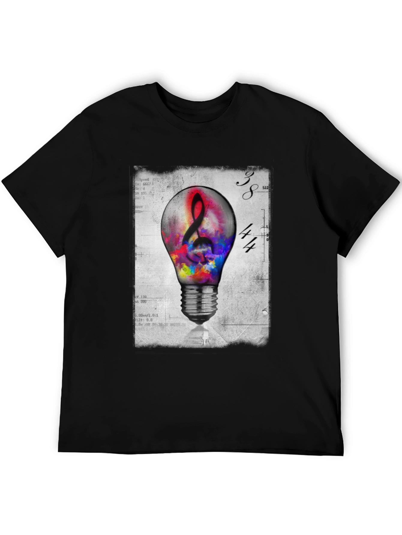 Black Treble Clef Lightbulb Graphic T-Shirt view 5