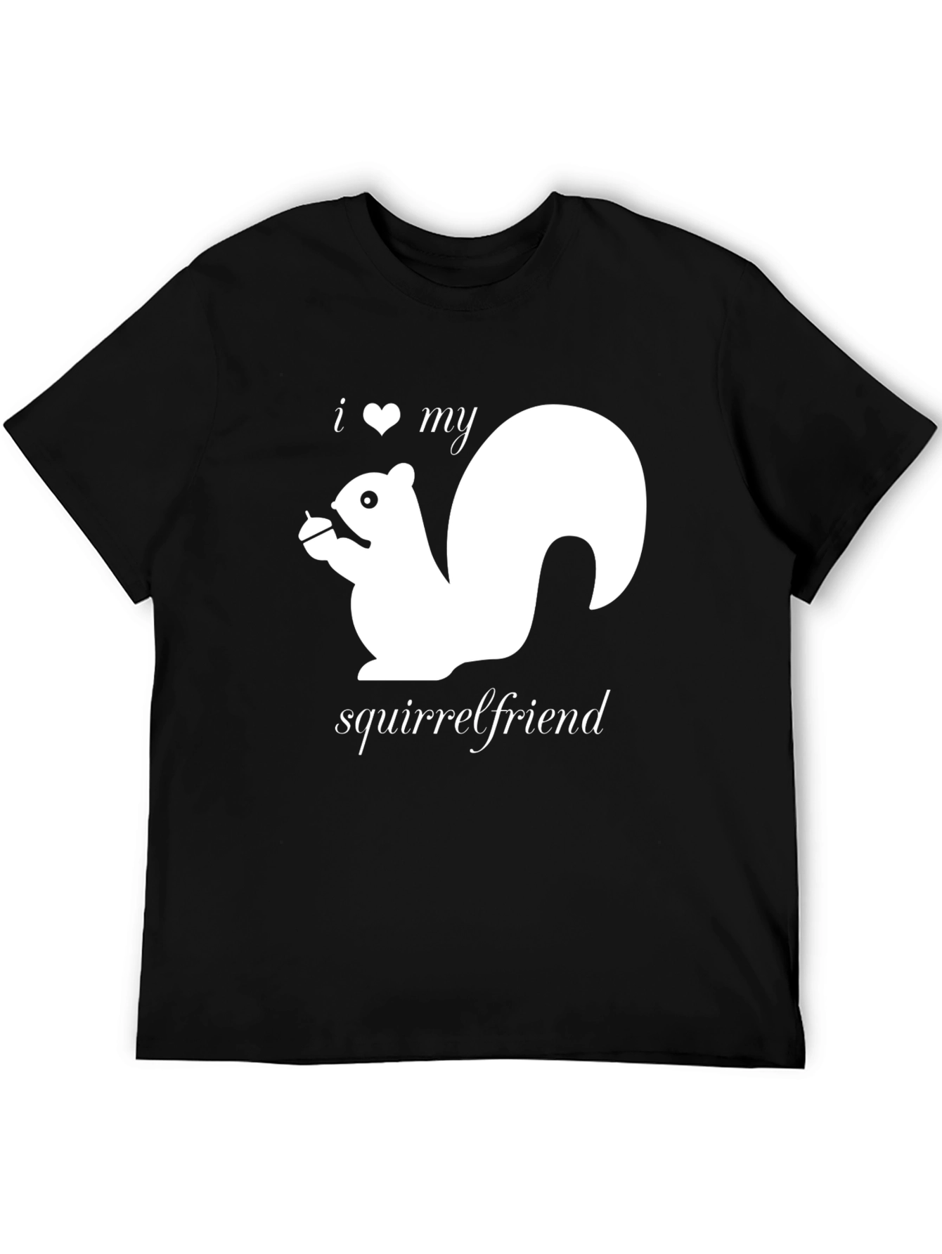 Black I Heart My Squirrelfriend T-Shirt Black Cotton Tee view 5