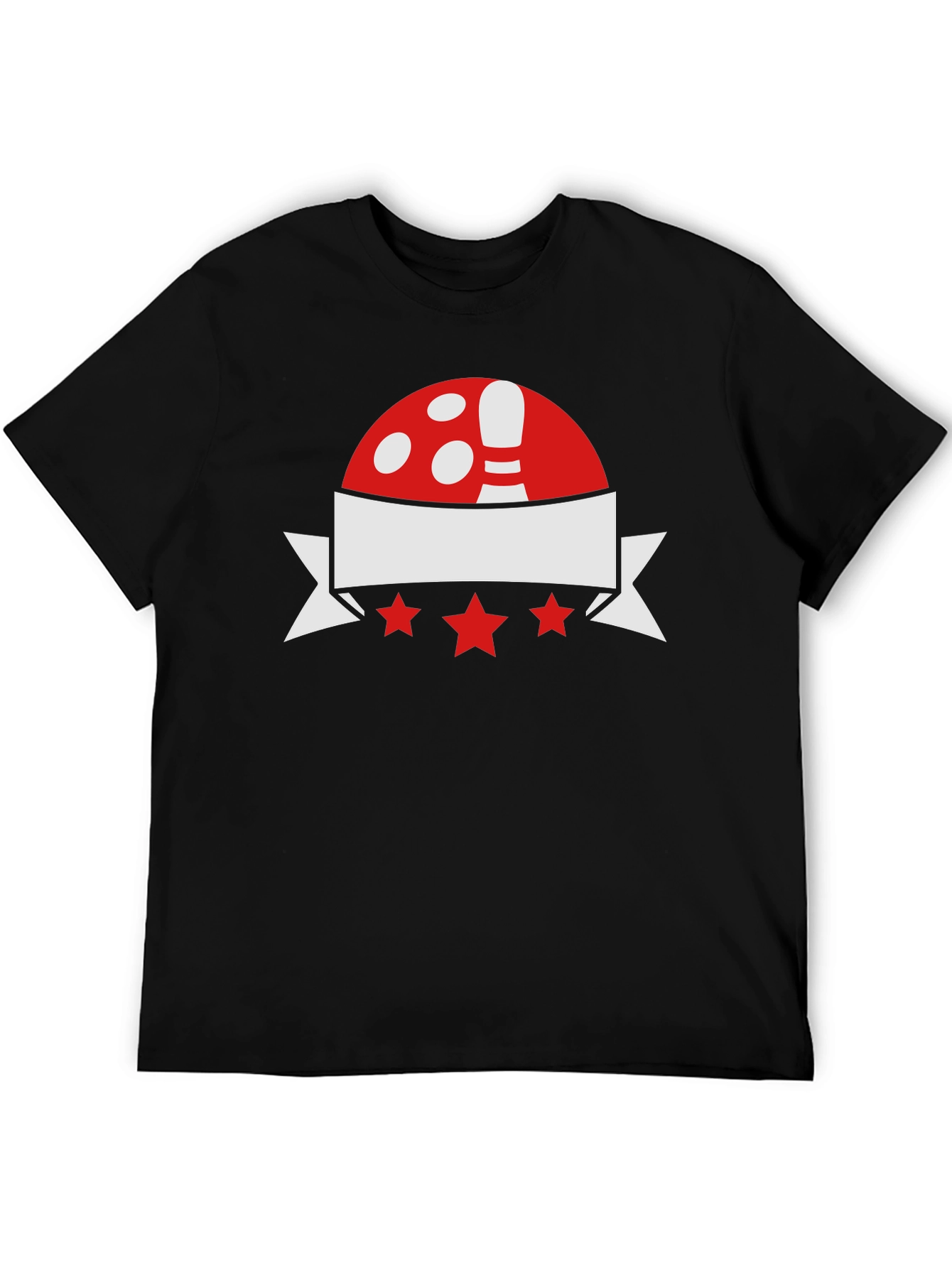 Black Bowling T-Shirt: Red, White & Star Design view 5