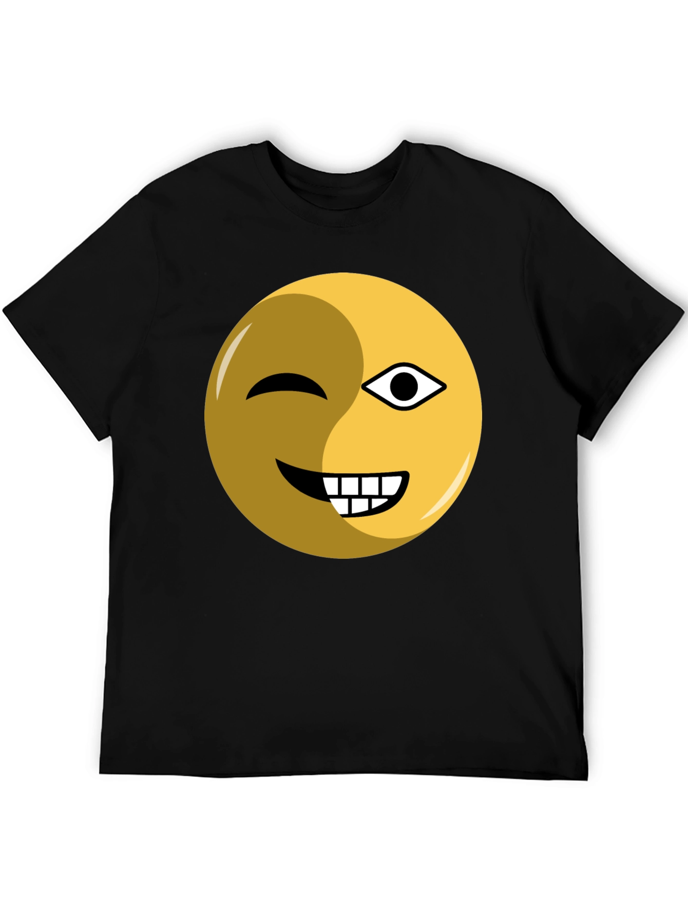 Black Winking Emoji Graphic Tee - Black Cotton Blend view 5
