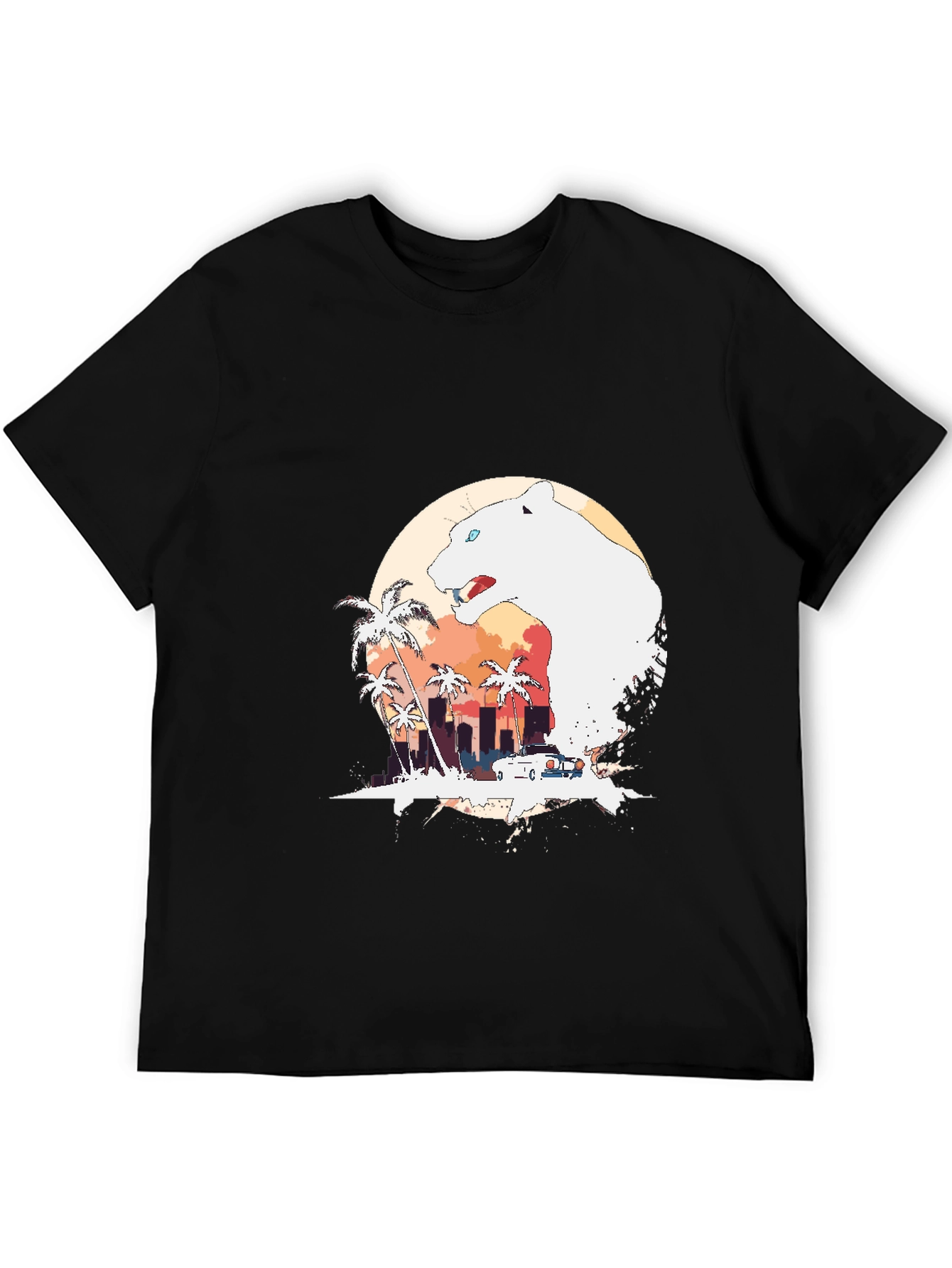 Black Miami Vice Panther Graphic Tee view 5