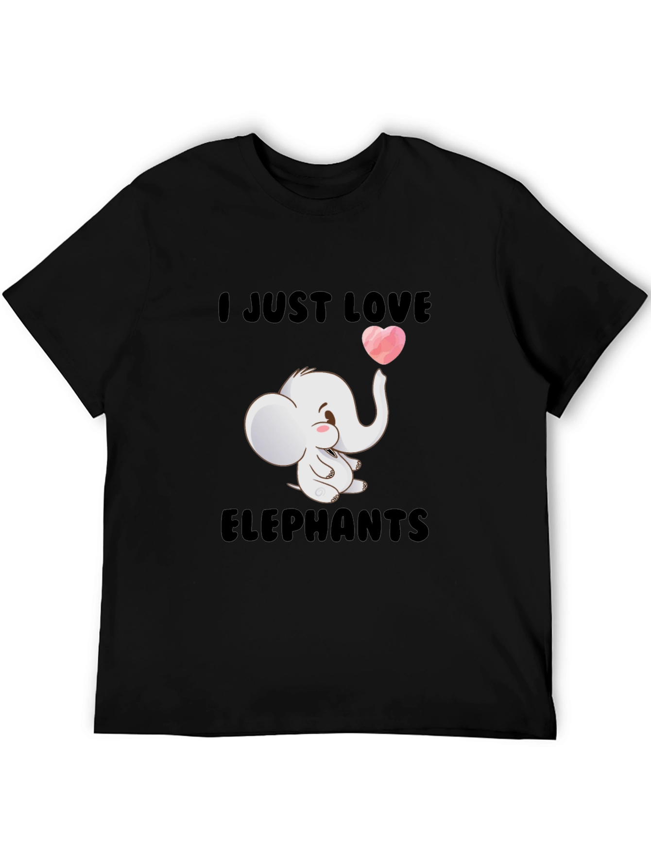 Black I Love Elephants Black T-Shirt view 5